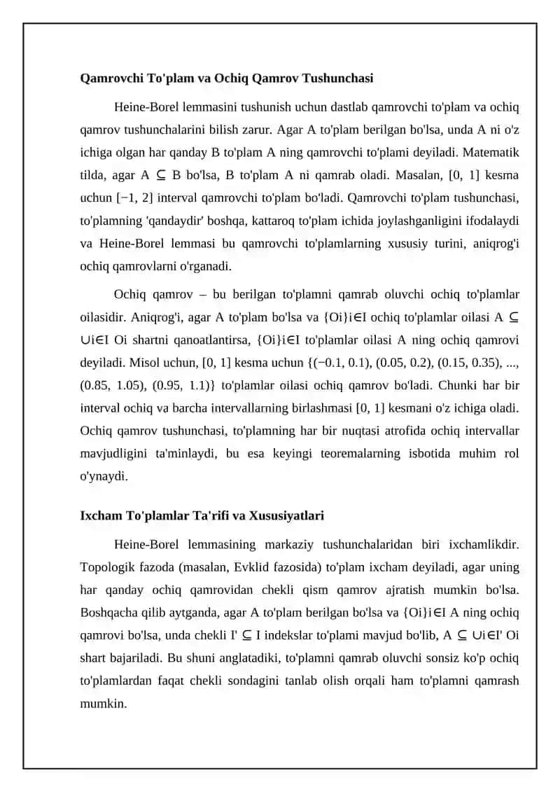 Geyne-Borel lemmasi va xossalari, asosiy formulalari 4