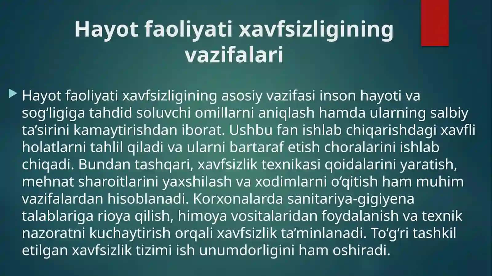Hayot faoliyati va xavfsizligini ta’minlash asoslari. Ishlab chiqarish muhitida inson omili 4
