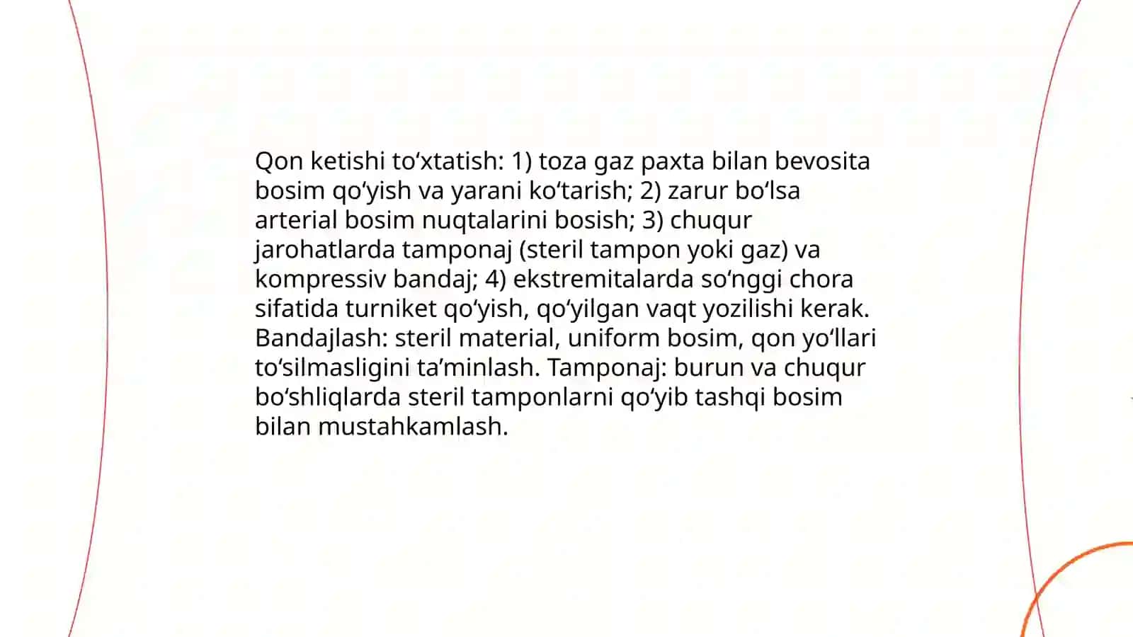 PANAGOXLARDA TIBBIY YORDAM VA GIGIYENIK TALABLAR BO‘YICHA 30 VAZIYATLI MASALA 4