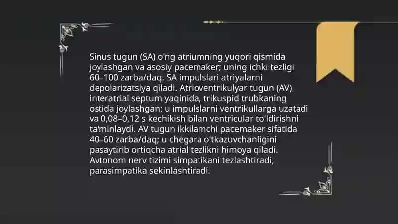 Yurak faoliyatini boshqarilishini o'ziga xosligi 4