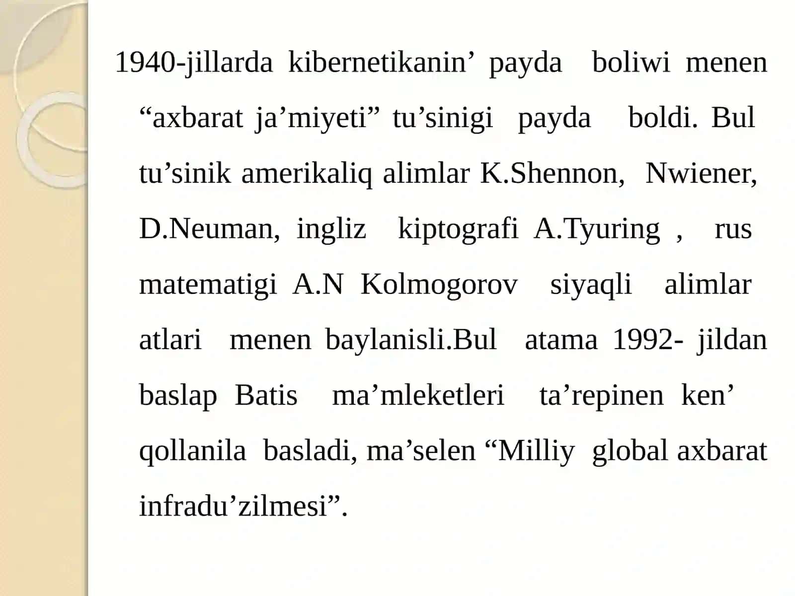 Axbarot texnologiyalari ham processlerdi matematikaliq modellestiriw 4