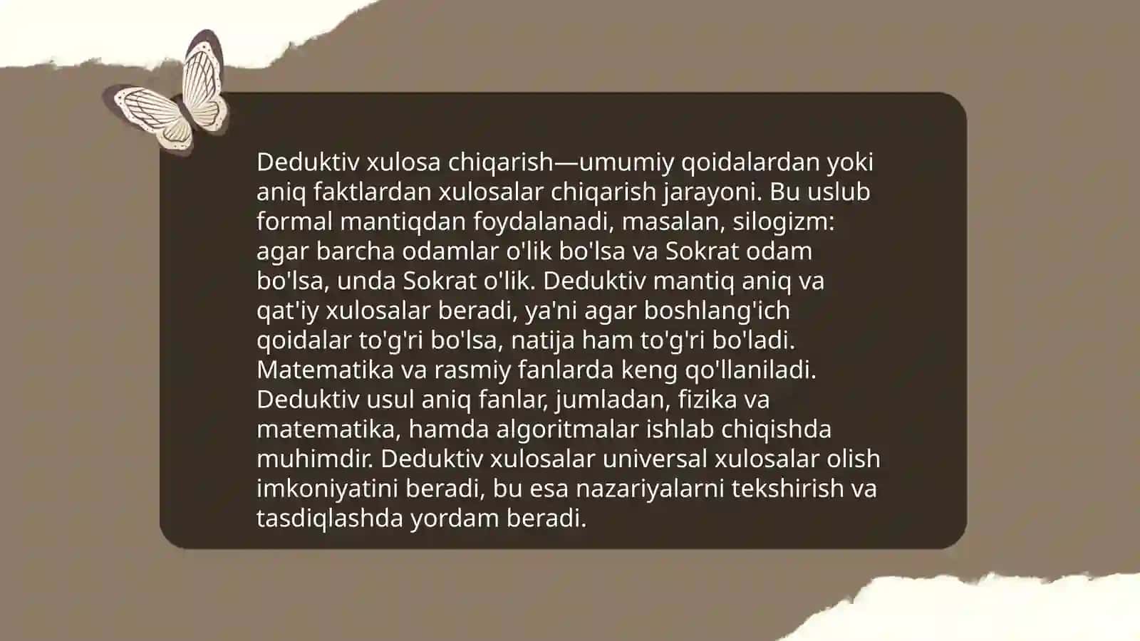 Xulosa chiqarishning umumiy mantiqiy tavsifi 4