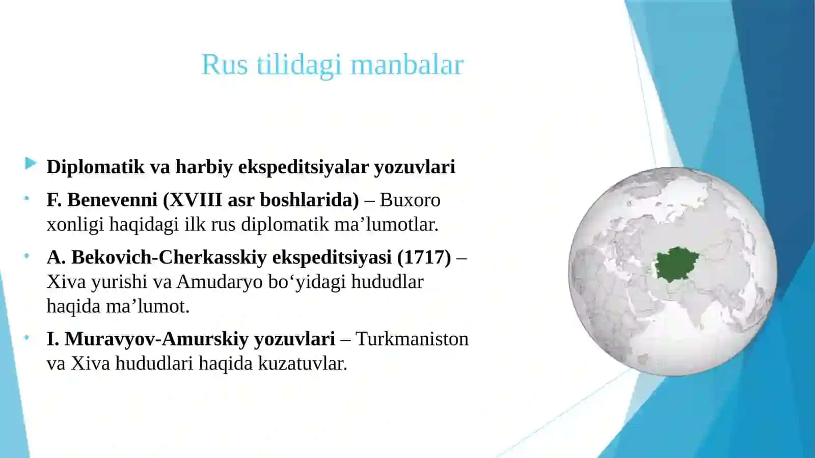O'rta osiyo tarixiga oid rus va yevropa tillaridagi manbalar (XVI-XIX asrning birinchi yarmi) 4