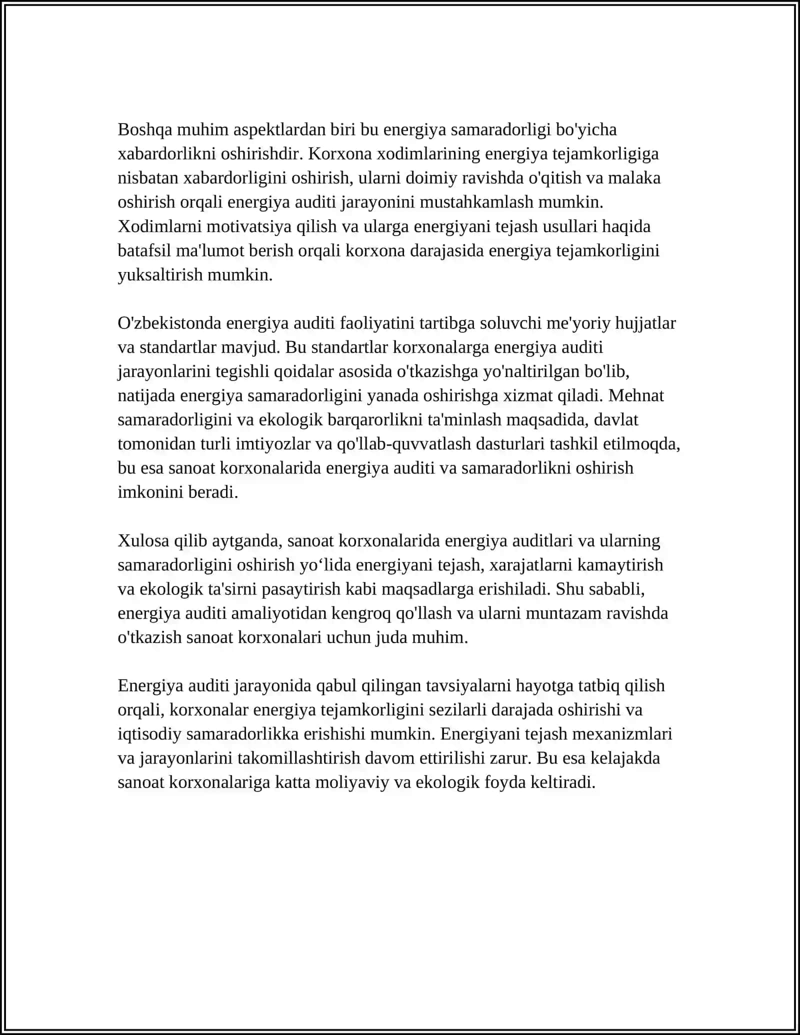 Sanoat korxonalarida energiya auditlari va ularning samaradorligini oshirish 4