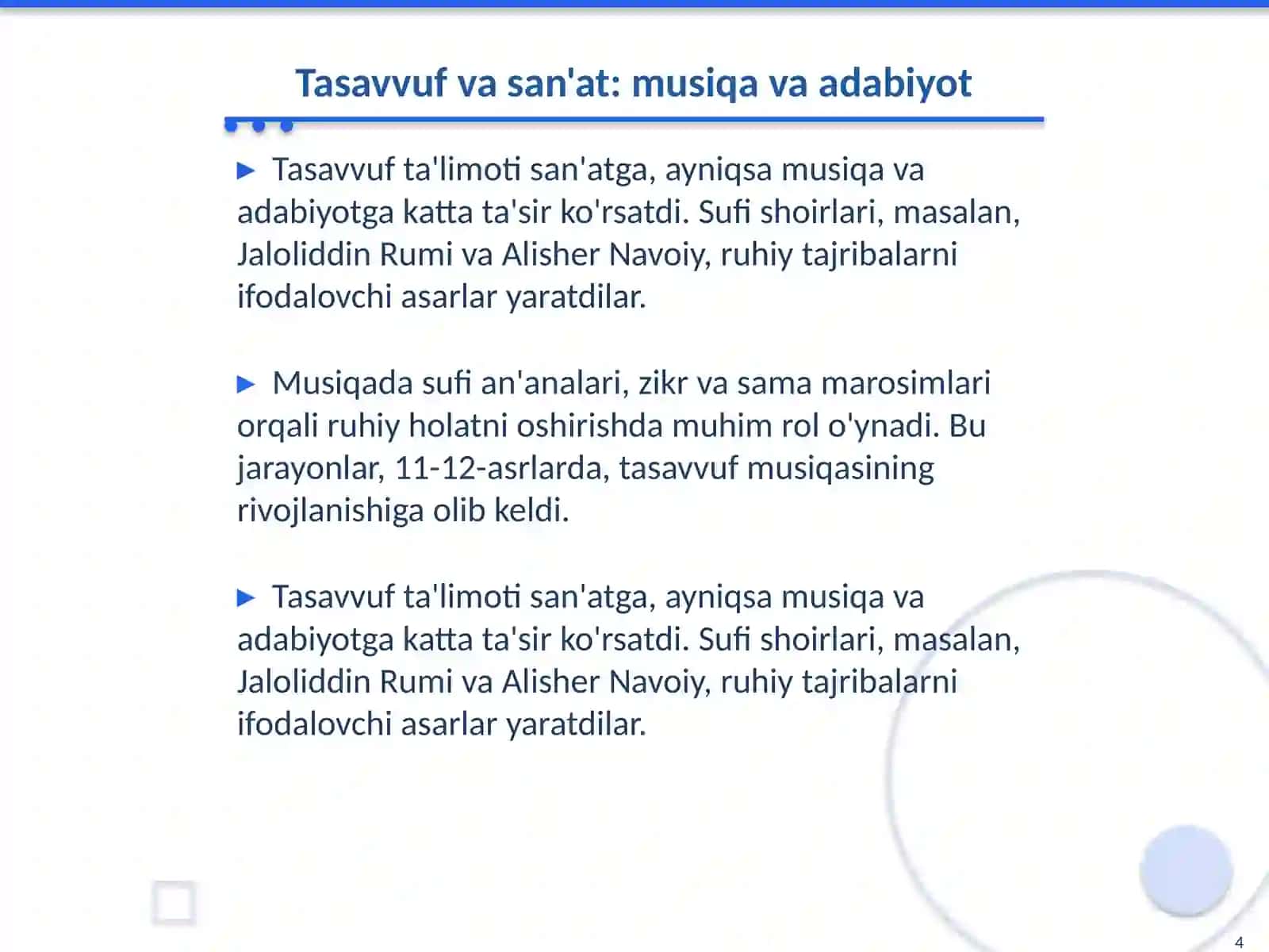 Tasavvuf ta'limotining sharq madaniyatiga ta'siri 4