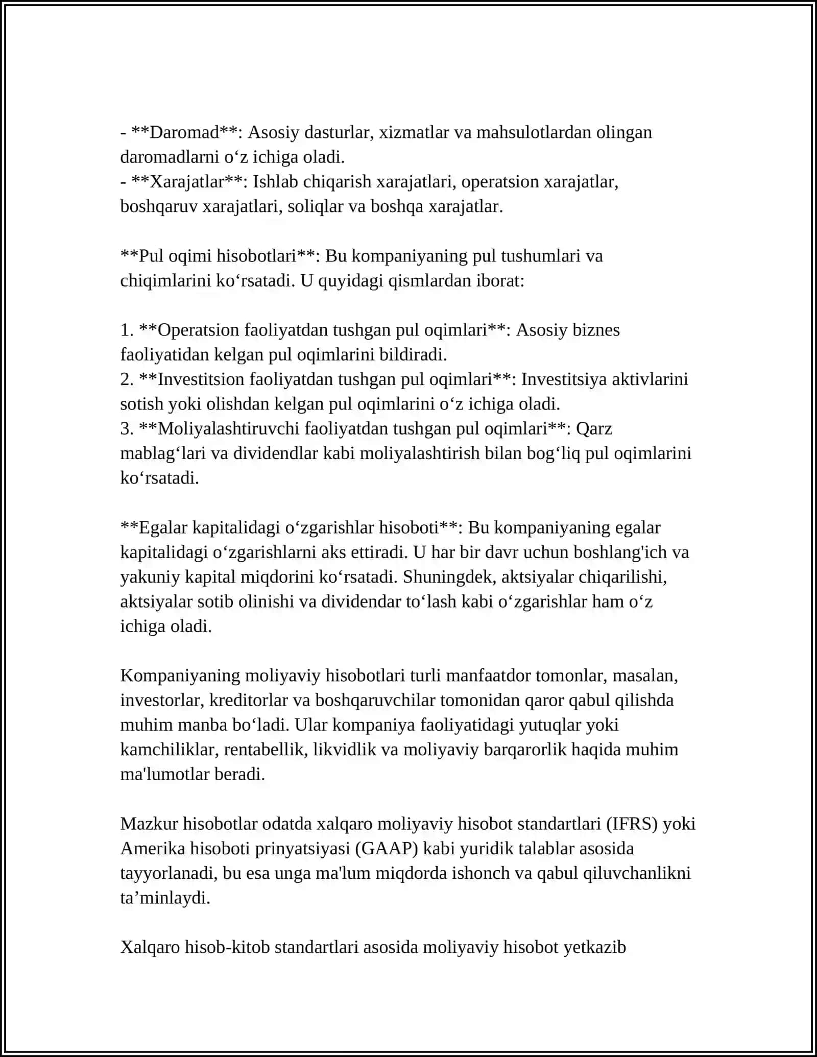 Moliyaviy Hisobot Faniga Kirish 4