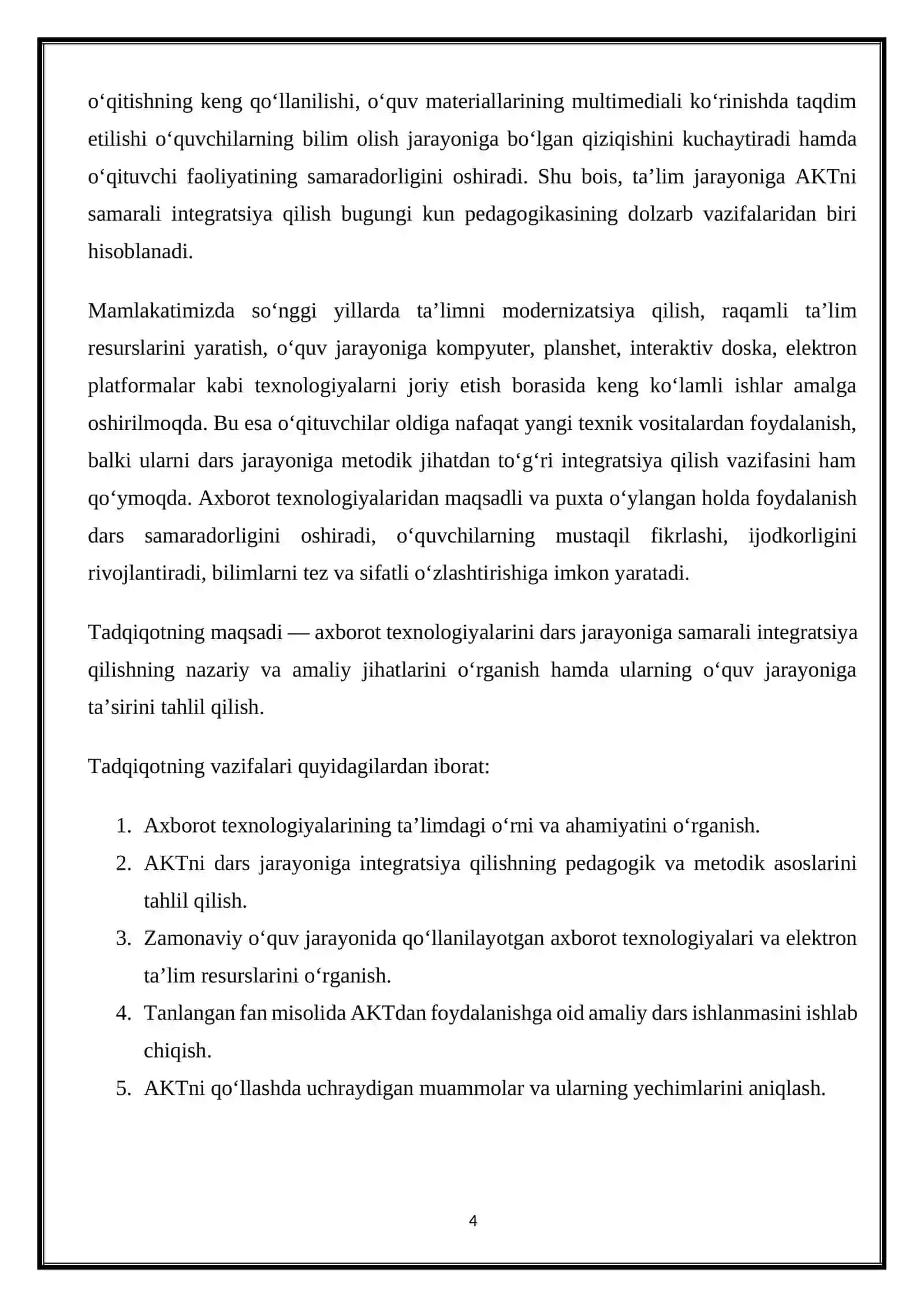 Axborot texnologiyalarini dars jarayoniga integratsiya qilish 4