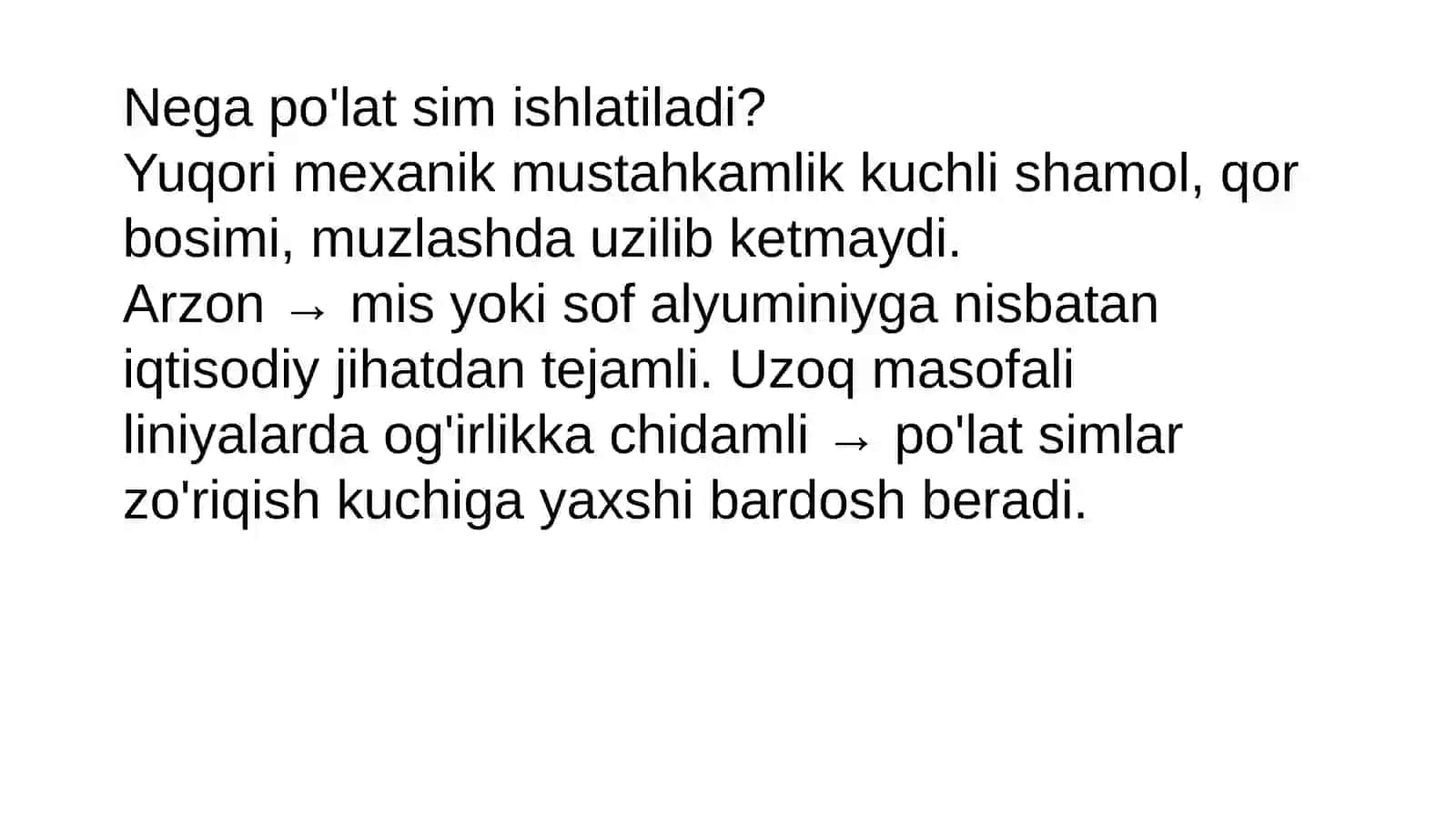 Po'lat simlarda elektr uzatish liniyalari 4