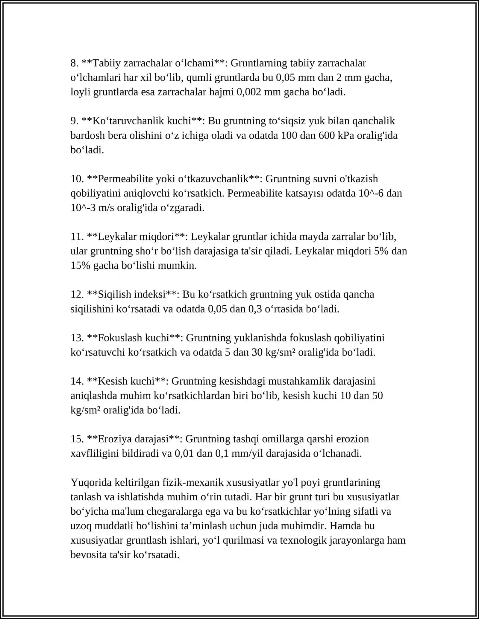 AVTOMOBIL YO‘LLARINI QURUSHDA YO'L POYI GRUNTLARIGA QO'YILGAN ME'YORIY TALABALAR 4