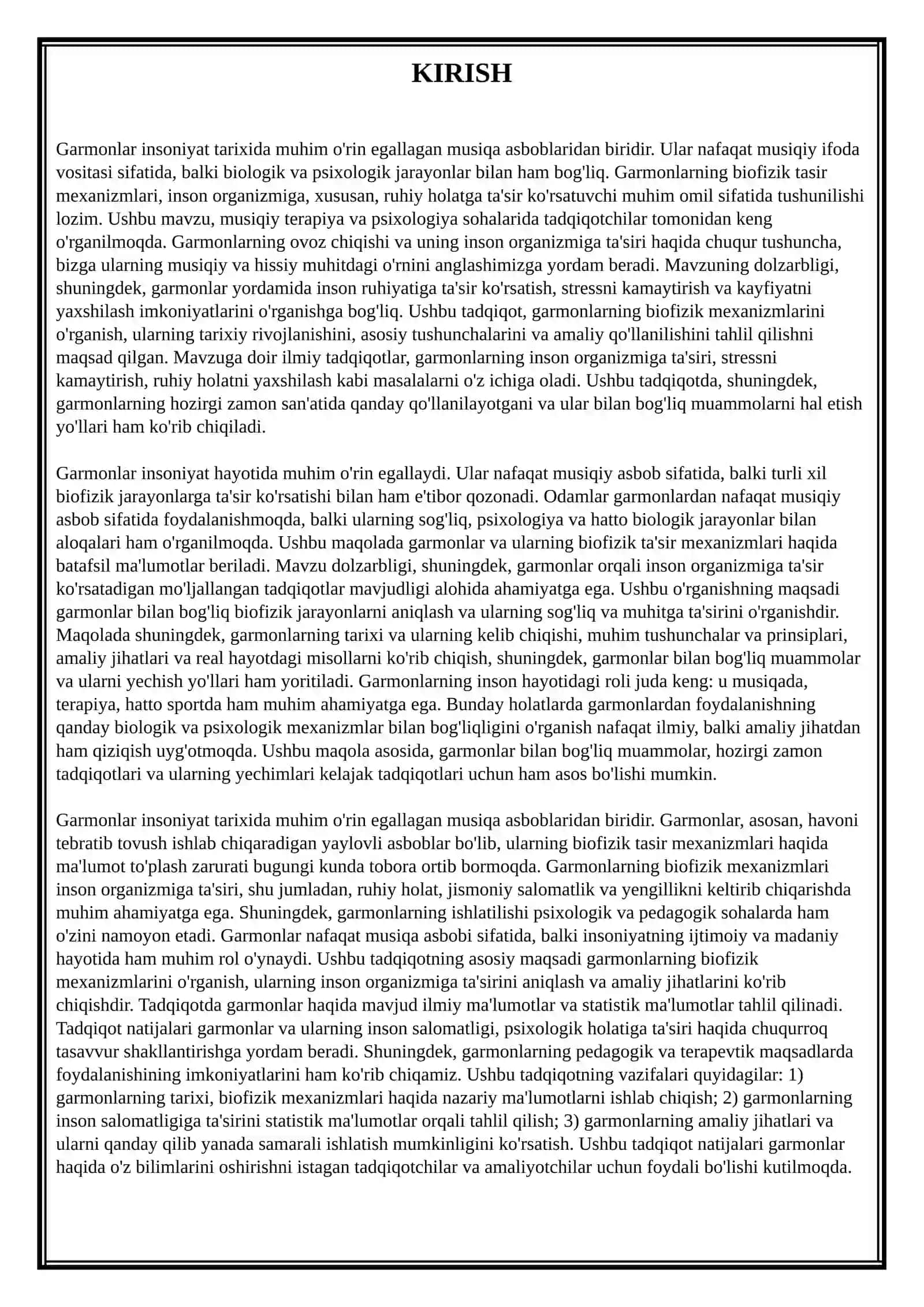 Garmonlar va ularning biofizik tasir mexanizmlari mavzusi bo’yicha tayyorlagan REFERAT 4