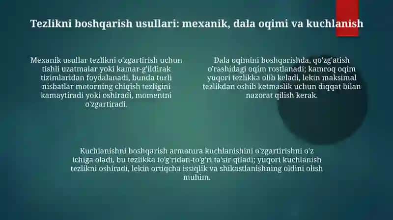 Kollekorli dvigatellarini tezlikni rostlash usuli 4
