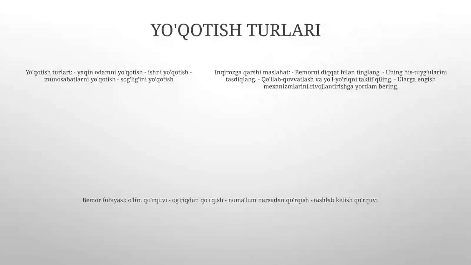 Bemorlikda Yo'qotish va Inqiroz 4