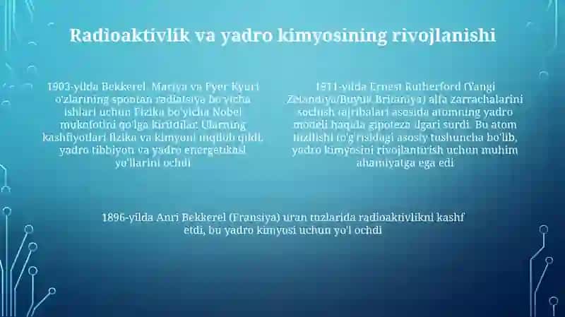 Kimyo sohasidagi Nobel mukofoti sovrindorlari va yutuqlari 4