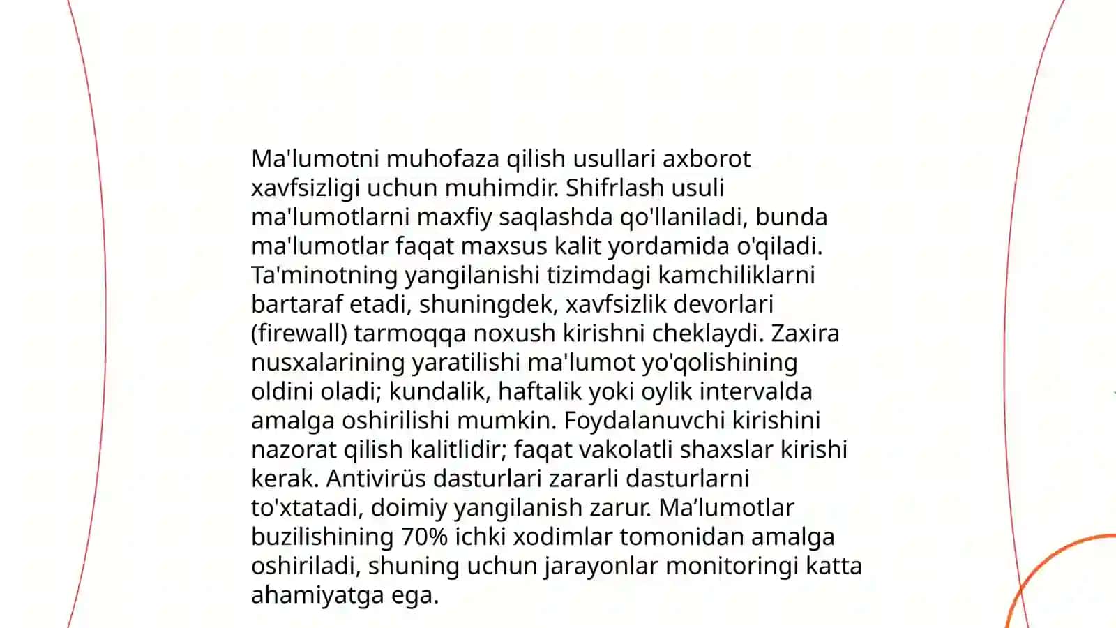 Axborot xavfsizligi tushunchasi. Axborot xavfsizligini taʼminlashning gʻoyaviy asoslari 4