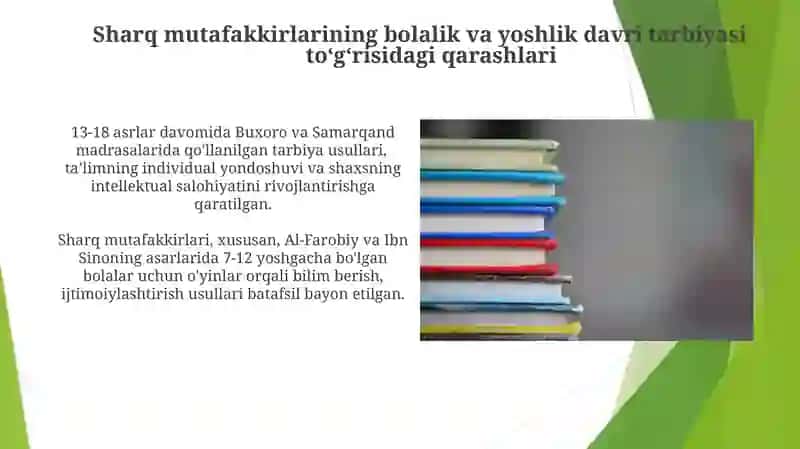 Sharq mutafakirlari ijodida ta'lim tarbiya ustoz-murabbiy masalasiga bag'ishlangan ilmiy tadqiqotlar 4