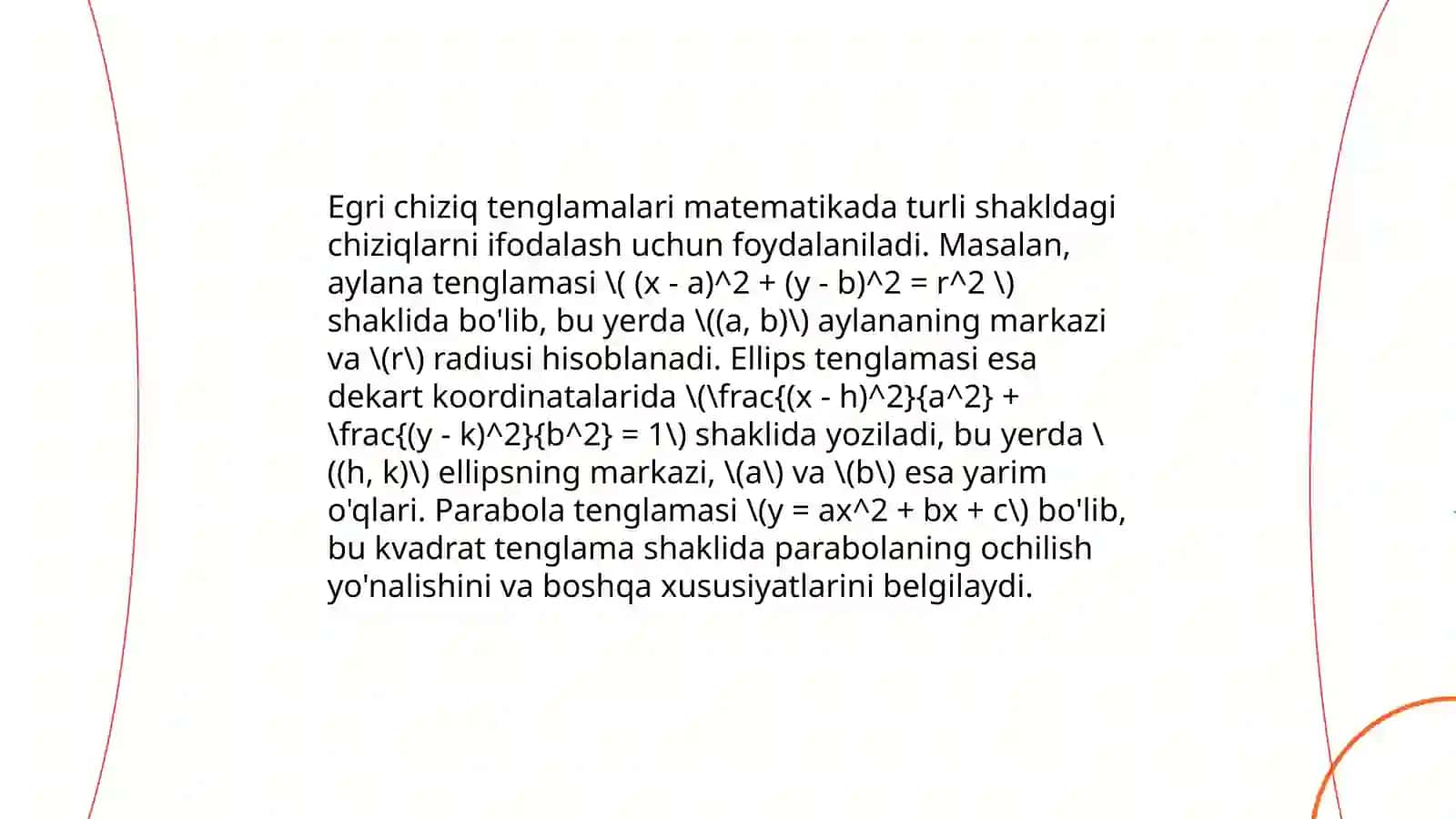 Egri chiziqning oddiy va mahsus nuqtalari 4