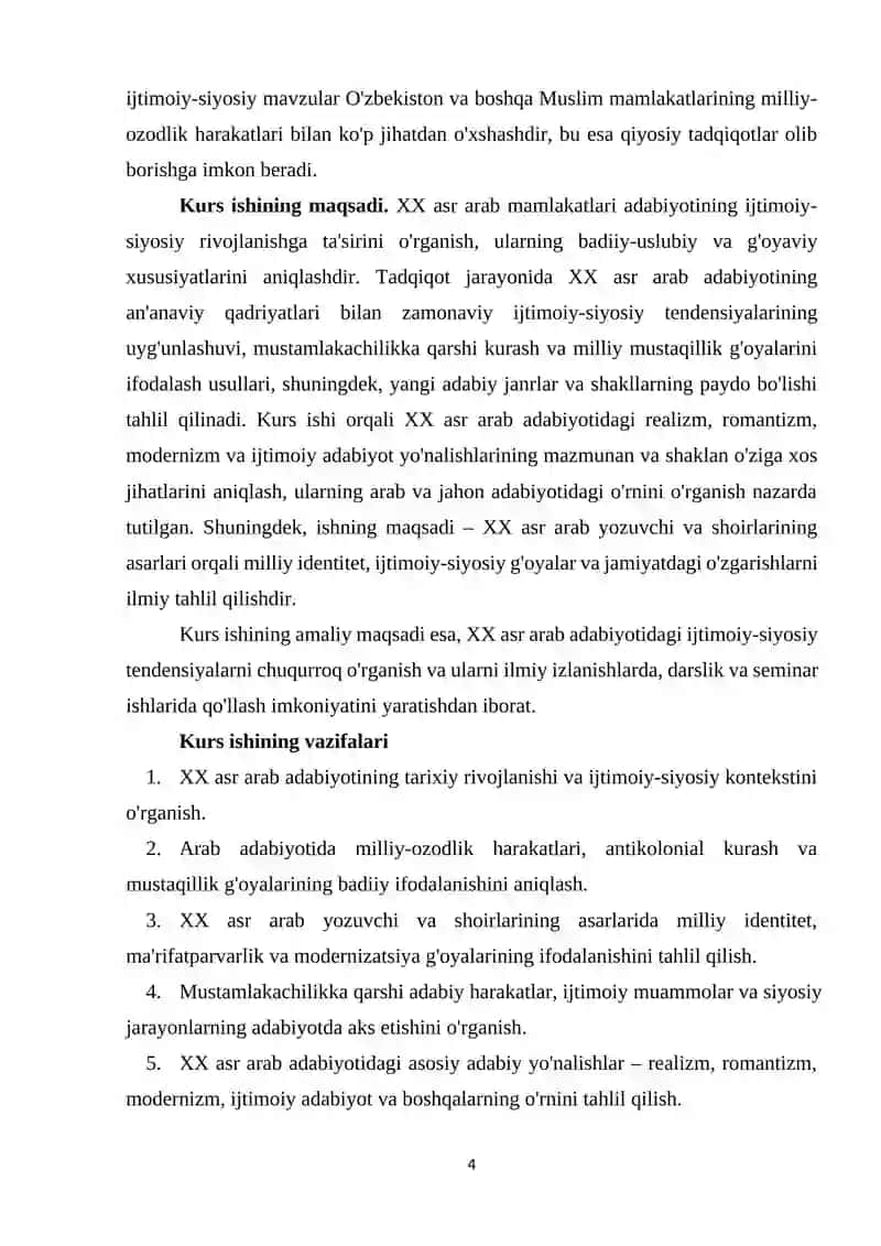 XX asr Arab mamlakatlari adabiyotining ijtimoiy-siyosiy rivojlanishga ta’siri 4