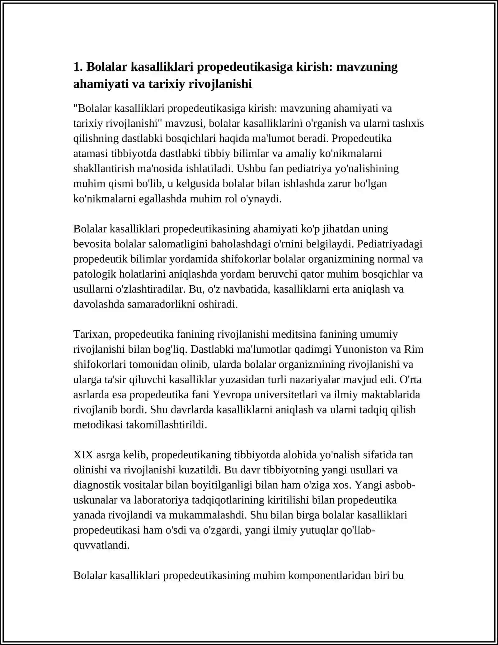 BOLALAR KASALLIKLARI PROPEDEVTIKASI MODULIGA KIRISH 4
