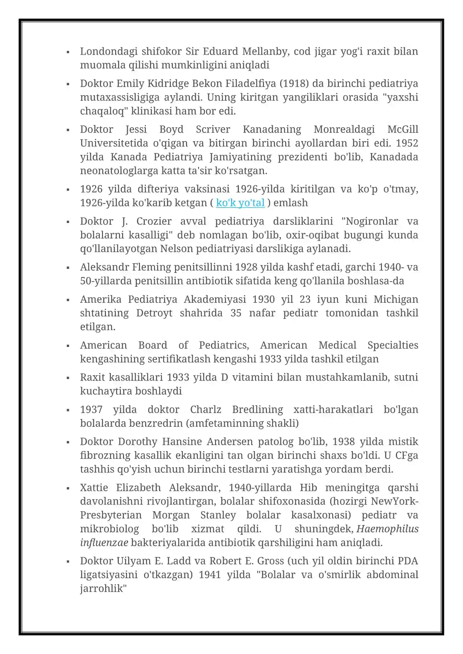 Pediatriyaning Rivojlanish Tarixi va Sog`liqni Saqlash Tizimidagi Ishlar 4