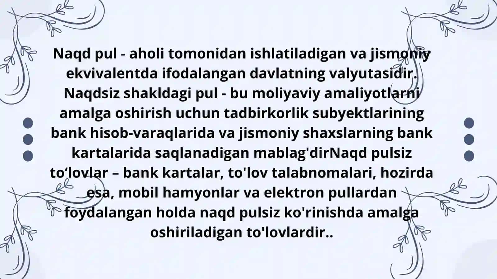 Pul aylanmasini tashkil etish 4