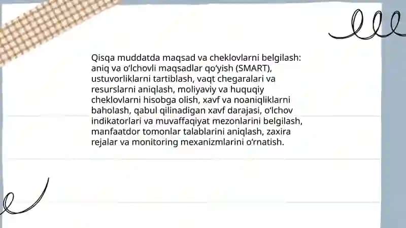 Qaror qabul qilish jarayonining qisqa muddatli bosqichlari 4