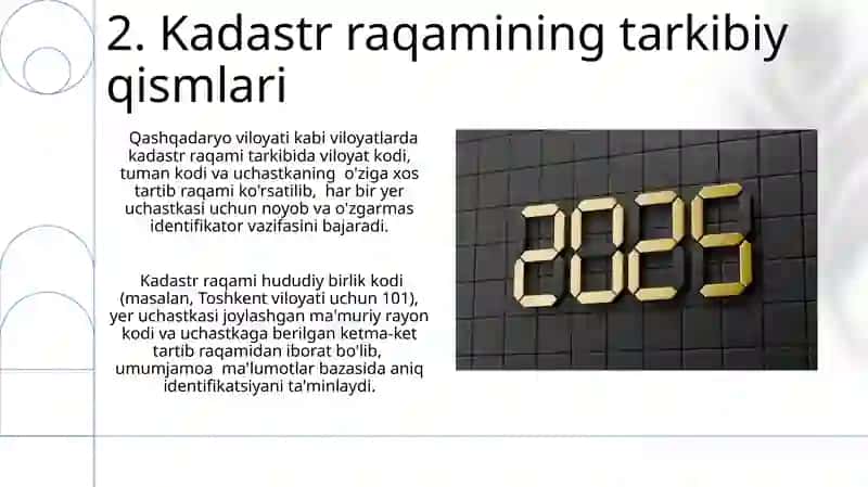 Yer uchaskasiga beriladigan kadastr raqamini shakllantirish 4