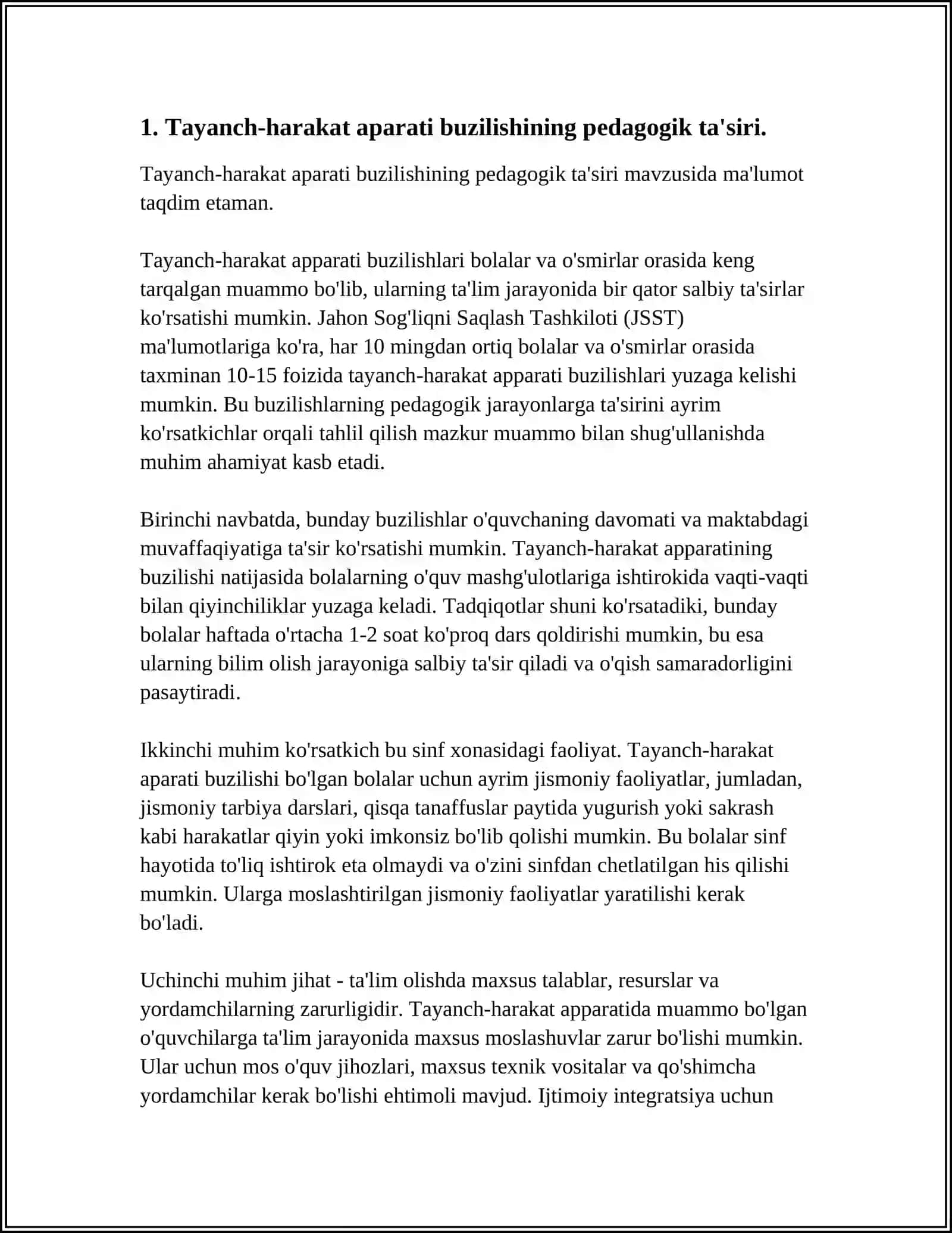 TAYANCH HARAKAT APARATI BUZILGAN BOLALARNI PEDAGOGIK-PSIXOLOGIK ÒRGANISH 4
