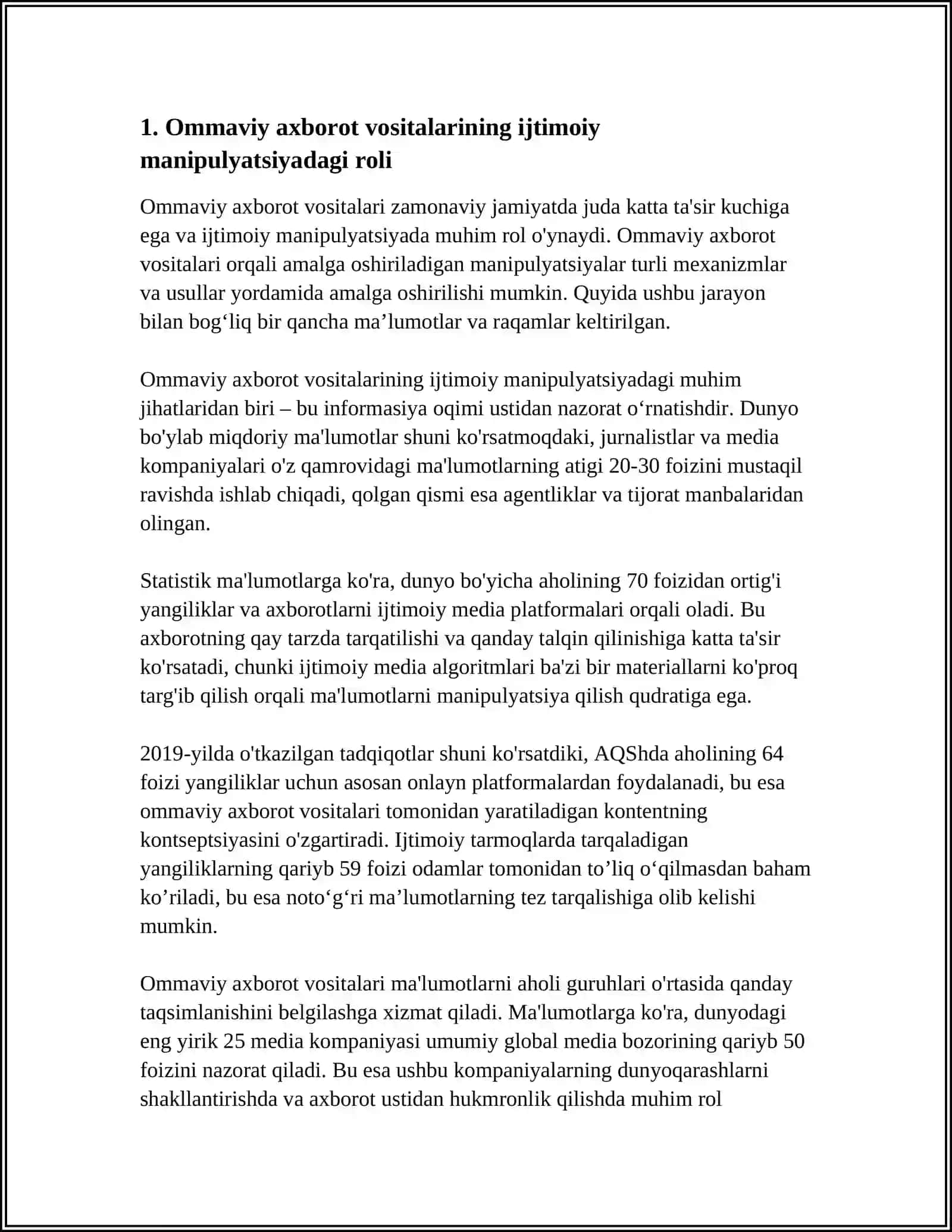 MEDIA VOSITALARIDA AXBOROTNING TA'SIRI VA MANIPULYATSIYASI 4