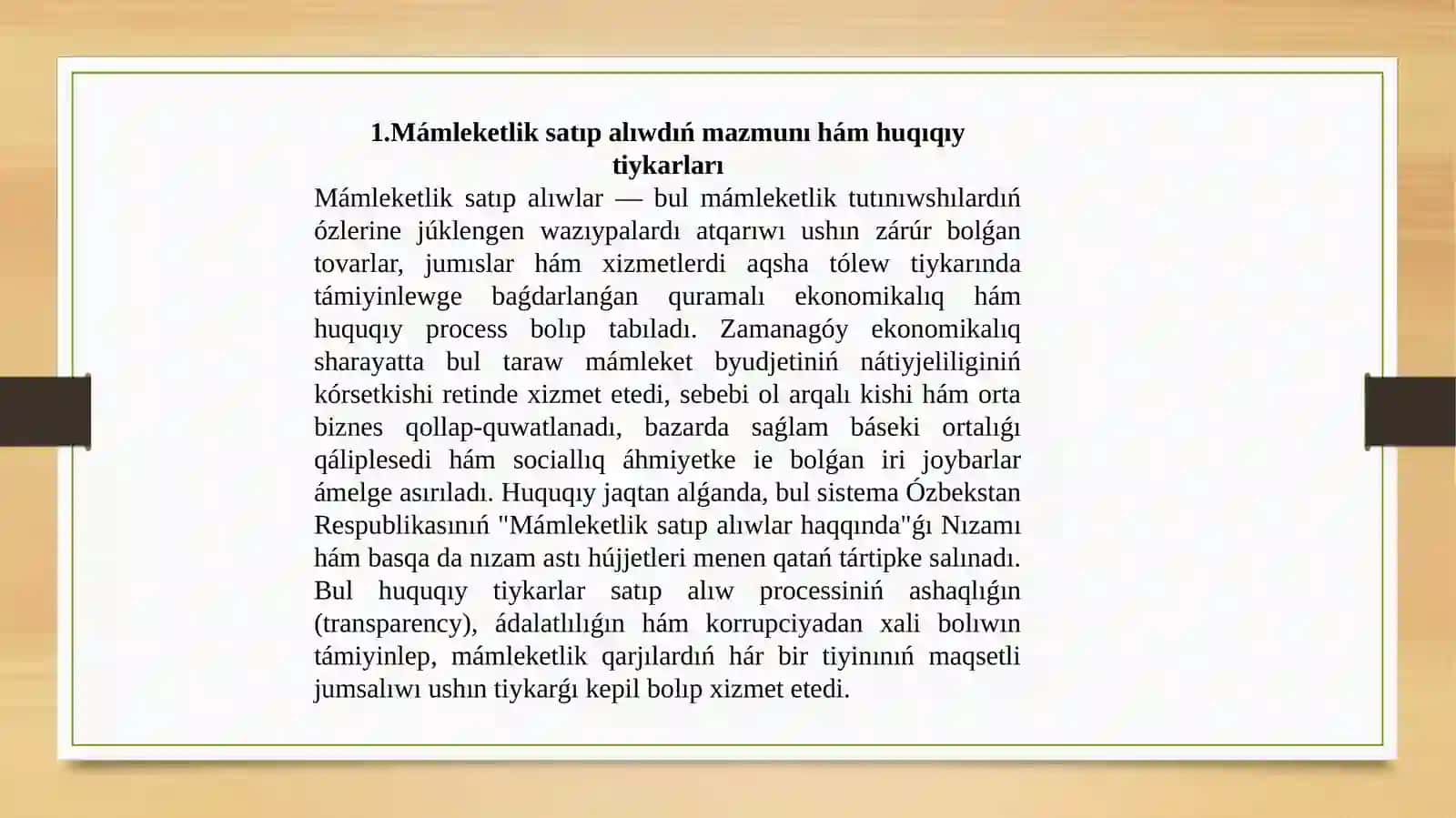 Mámleketlik satıp alıwdı shólkemlestiriw formaları hám usılları 4