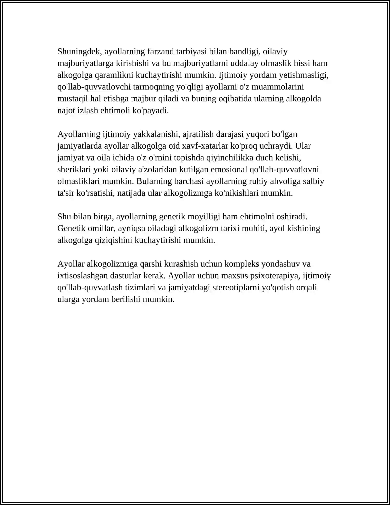 AYOLLAR ALKOGOLIZMI.OʻSMIRLAR APKOGOLIZMI.KOMPYUTER QARAMLIK 4