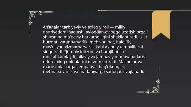An'analar - xalq xotirasidir(tarbiya fani asosida dars ishlanma) 4