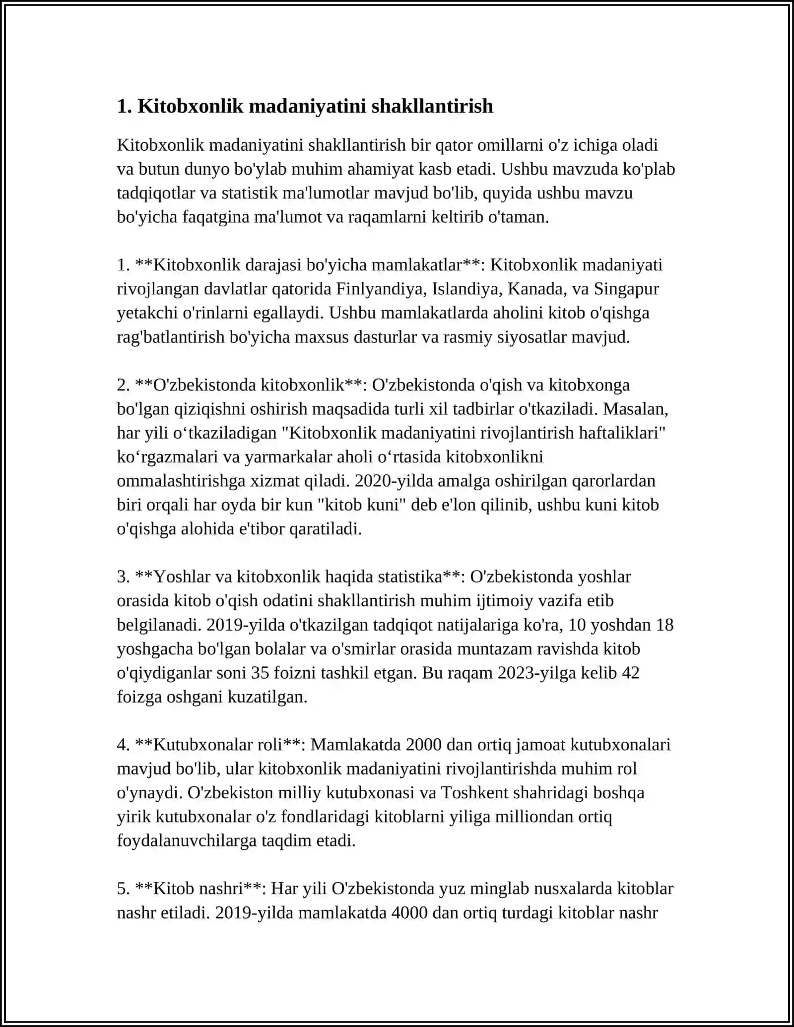 KITOBXONLIKNI RIVOJLANTIRISH BO’YICHA DAVLAT SIYOSATI 4