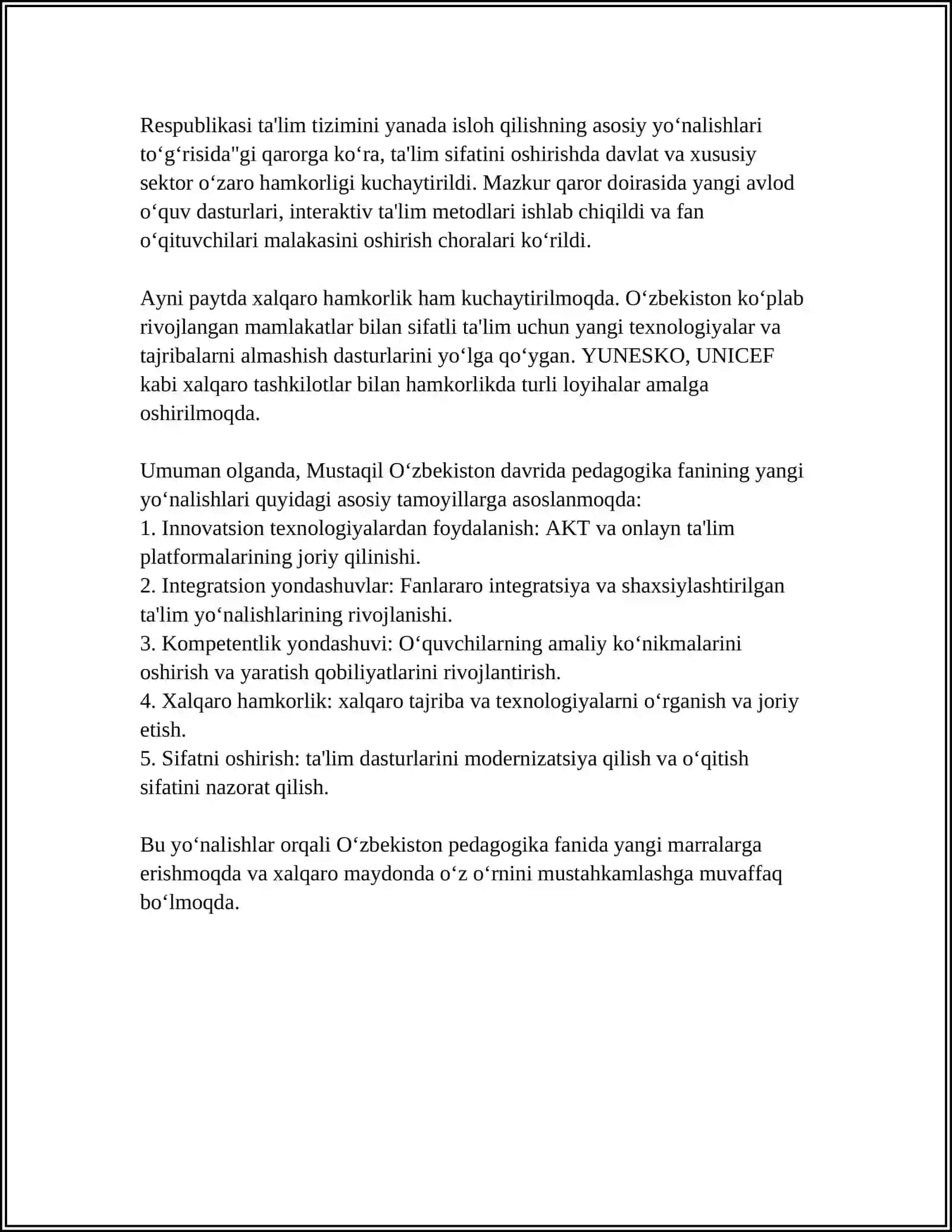 MUSTAQIL O‘ZBEKISTONDA PEDAGOGIKA FANINING RIVOJLANISH TARIXI 4