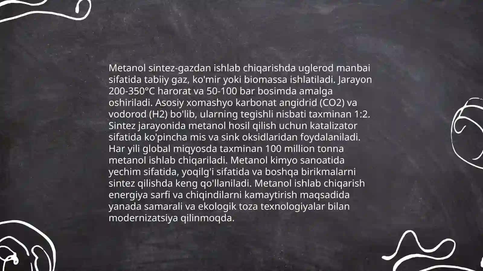 Metanol ishlab chiqarish usullari 4