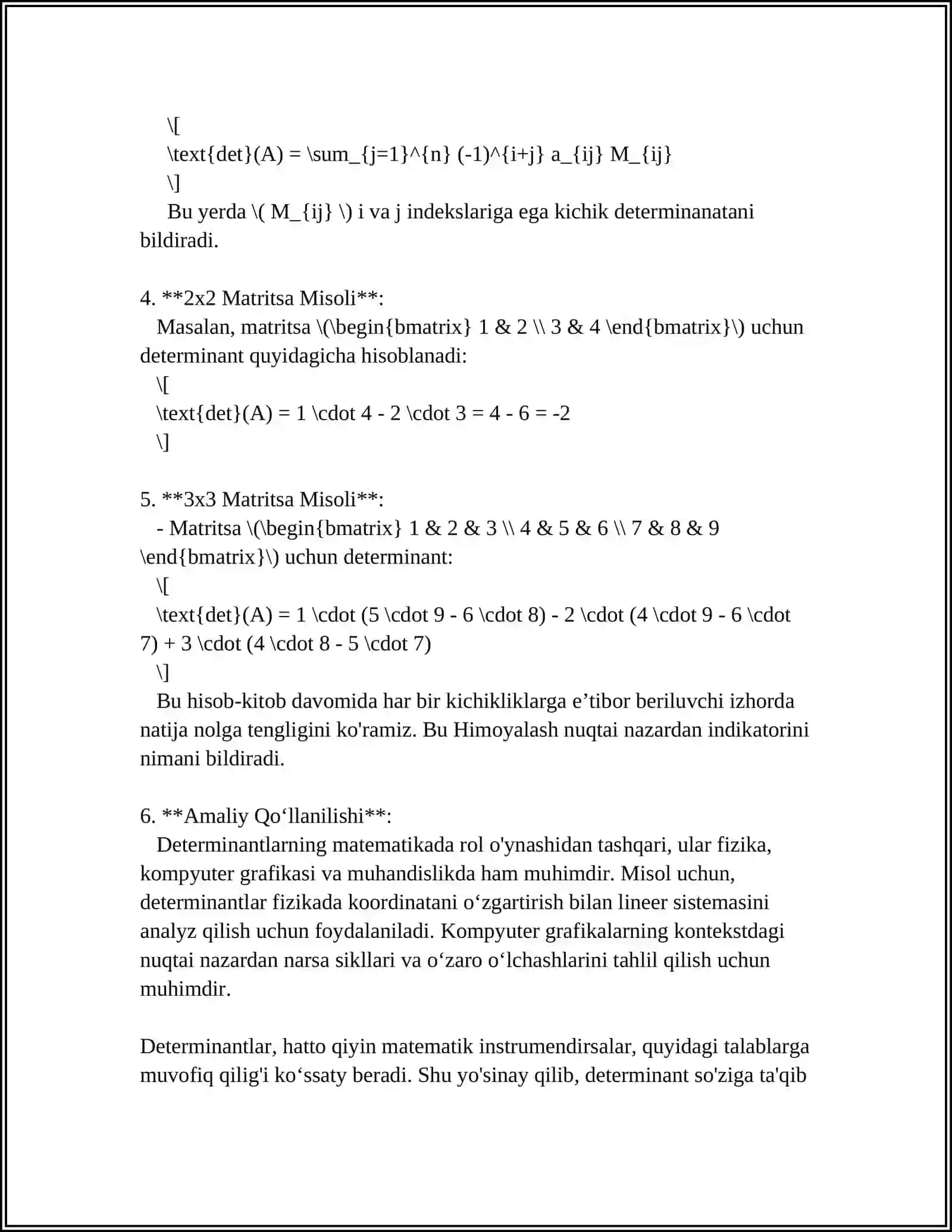Mavzu: DETERMINANTNING XOSSALARI. DETERMINANTNING ASOSIY XOSSALARI 4
