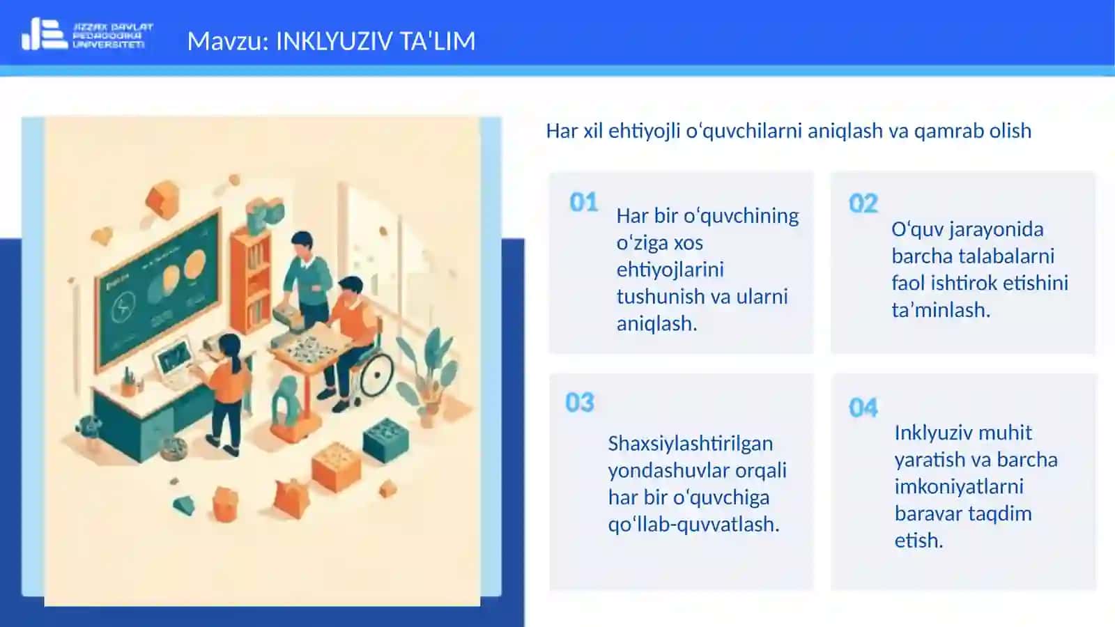 INKLYUZIV TA'LIMNING MOHIYATI VA ASOSIY TAMOYILLARI 4