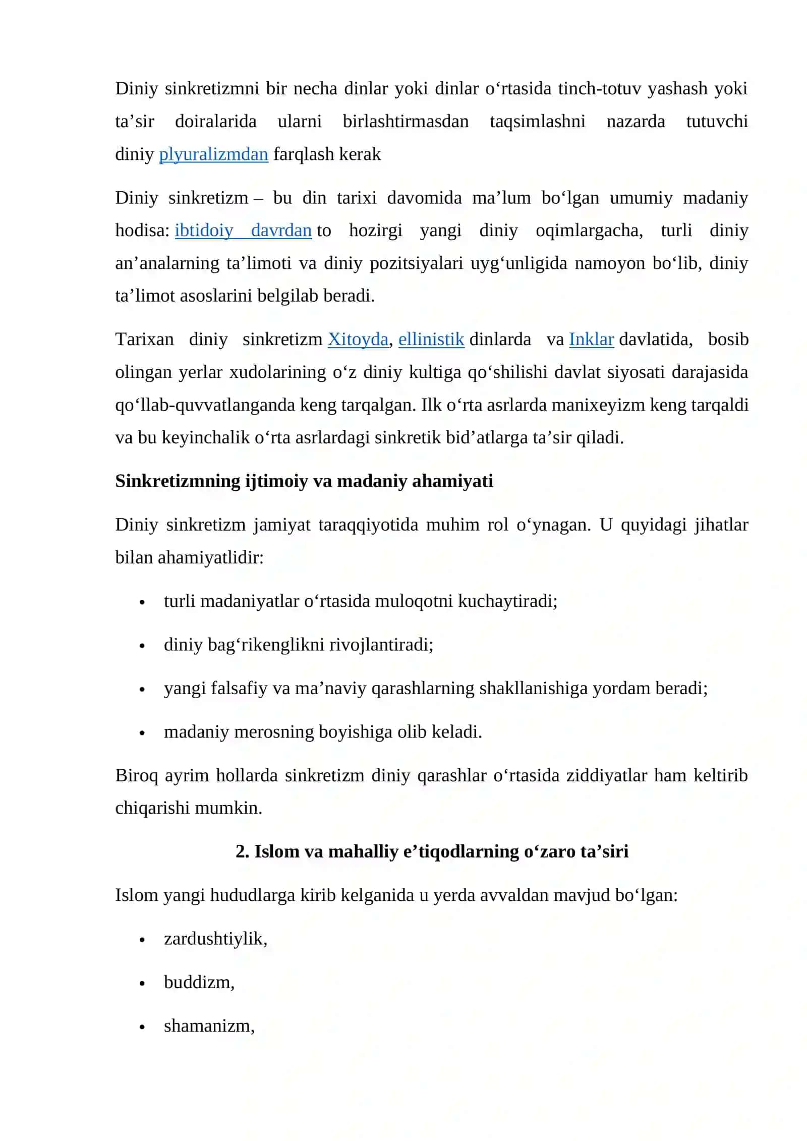 Islom va boshqa diniy aqidalar sinkretlashuvi natijasida shakllangan diniy ta’limotlar tarixi 4