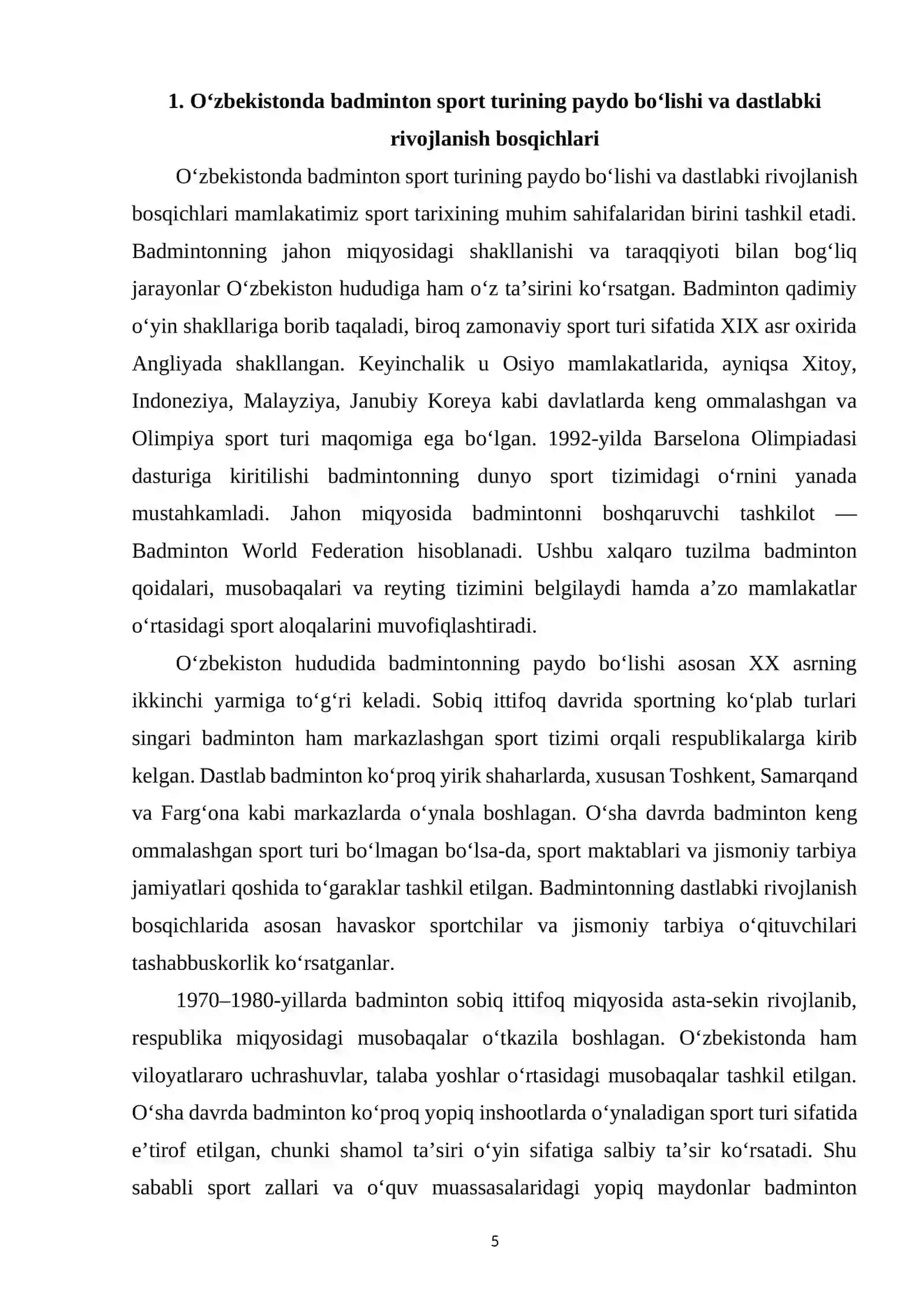 O‘zbekistonda badmintonning vujudga kelishi va rivojlanish tarixi 4