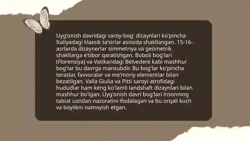 Yugʻonish arxitekturasining soʻng davrida saroy -bogʻ sanotining rivojlanishi 4