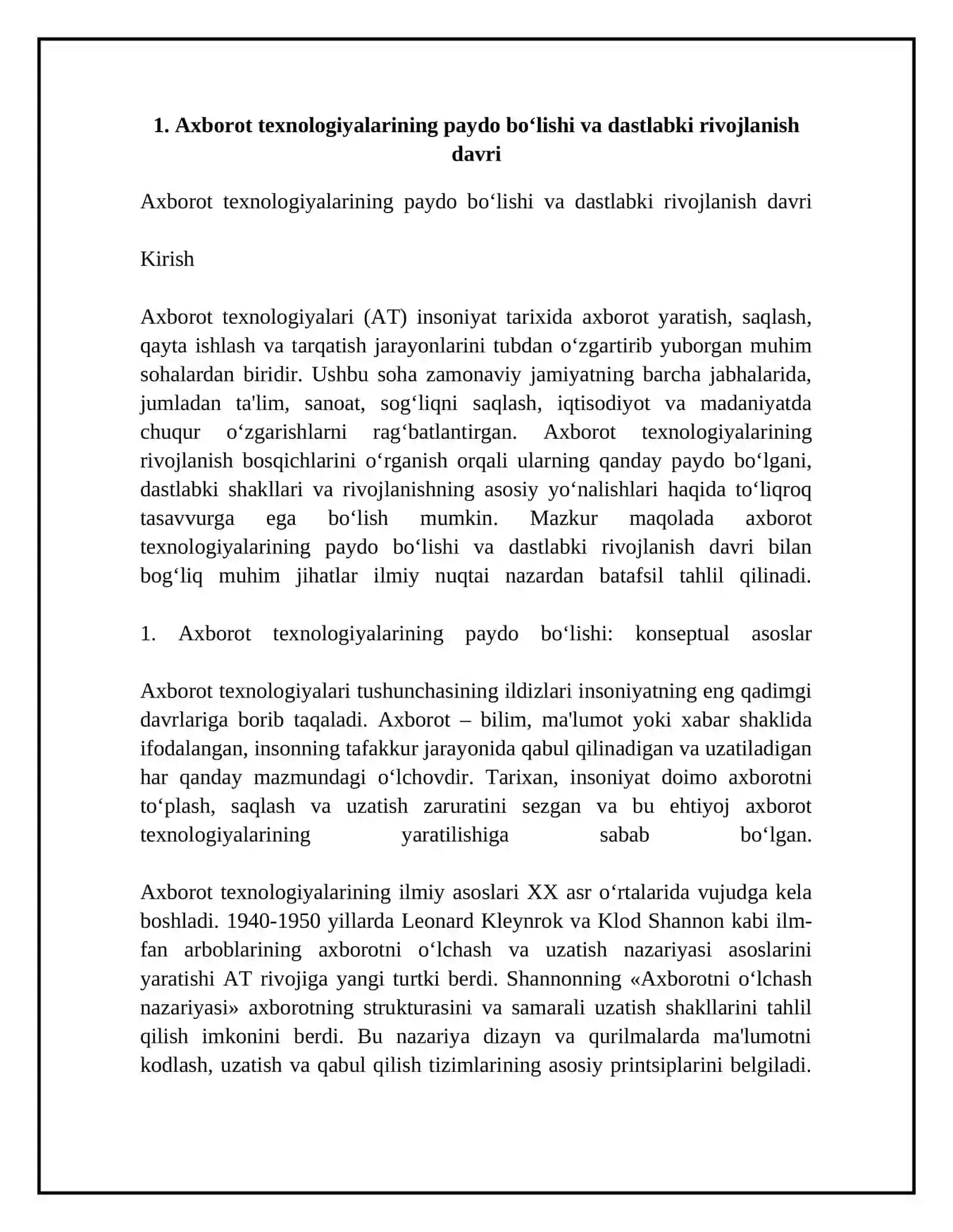 Axborot texnologiyalarining rivojlanish bosqichlari 4