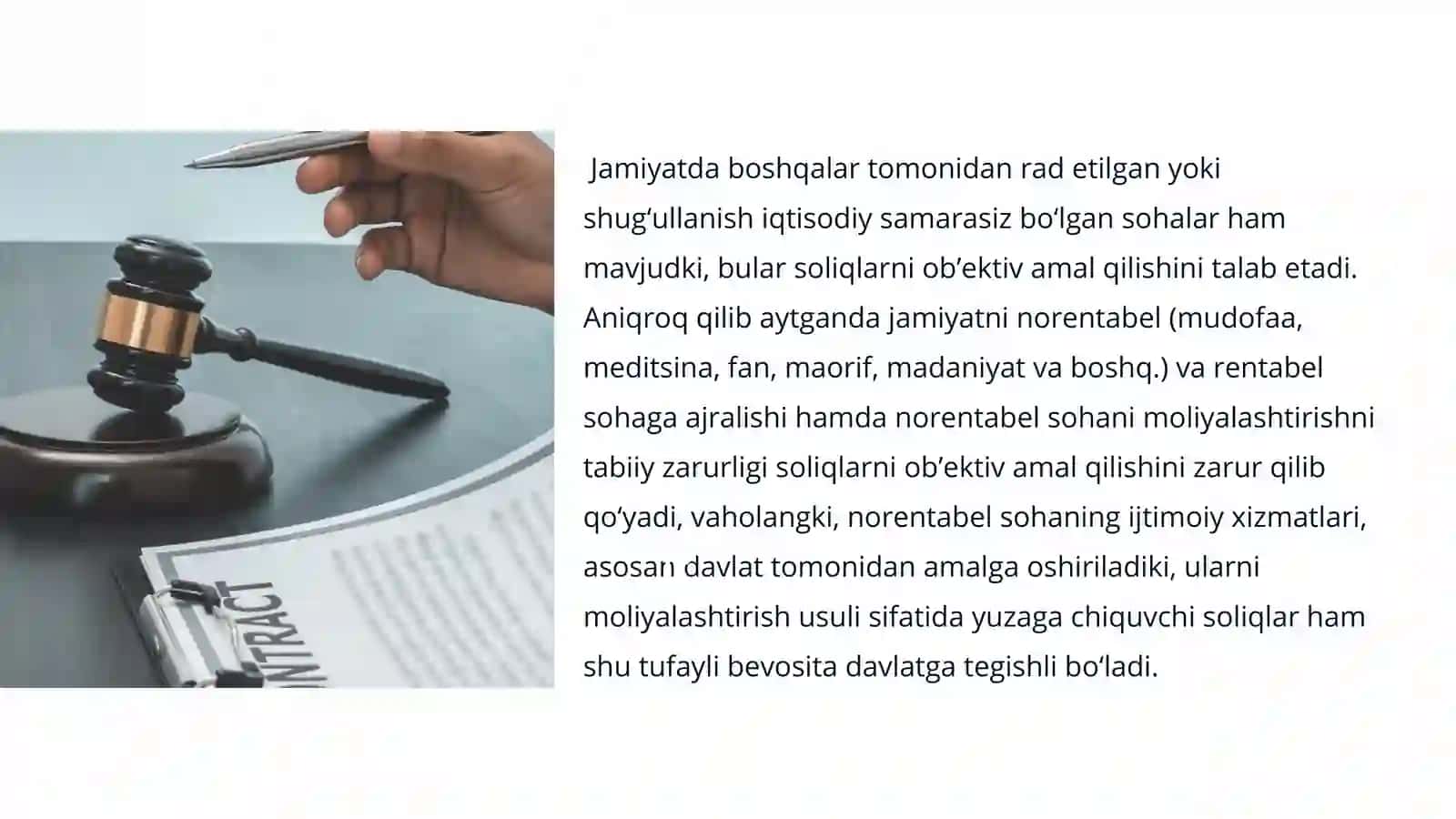 BOZOR IQTISODIYOTIDA SOLIQ TURLARI. SOLIQ SAMARADORLIGI MUAMMOLARI 4