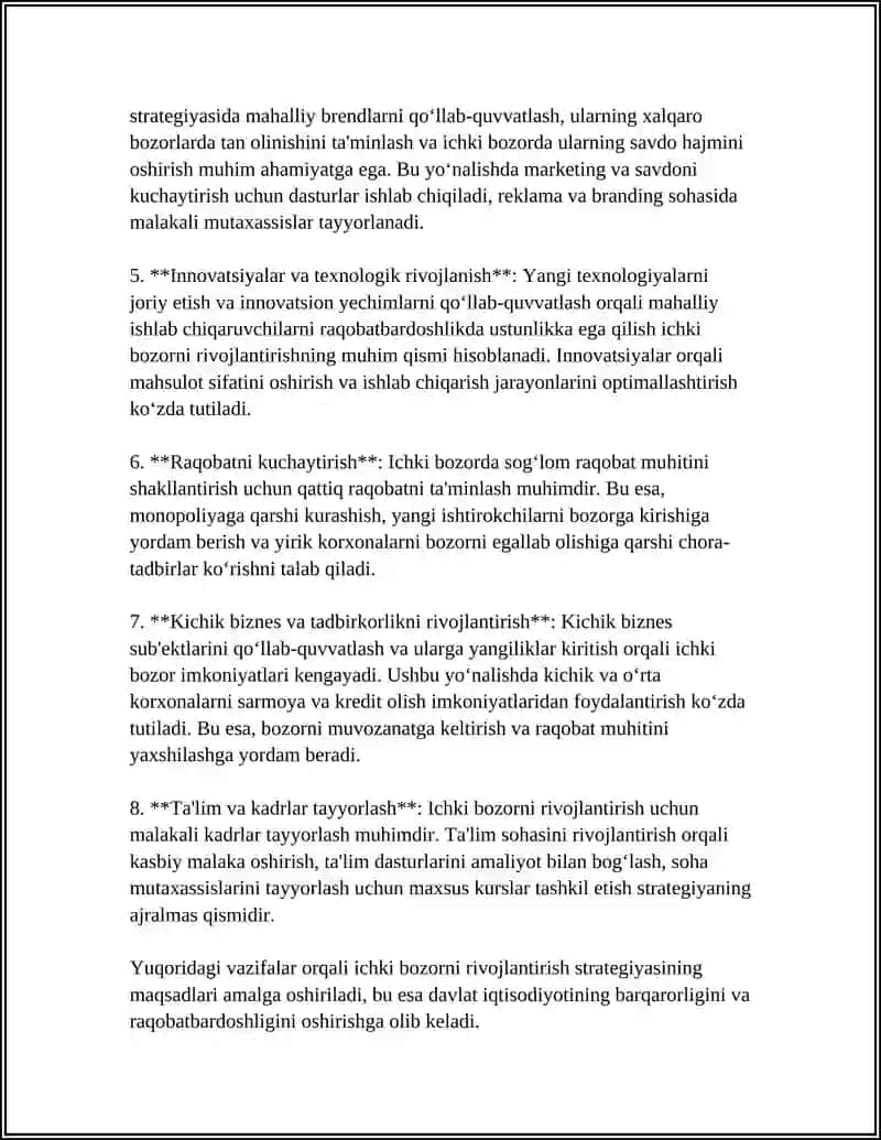 ICHKI BOZORNI RIVOJLANTIRISH STRATEGIYASI 4