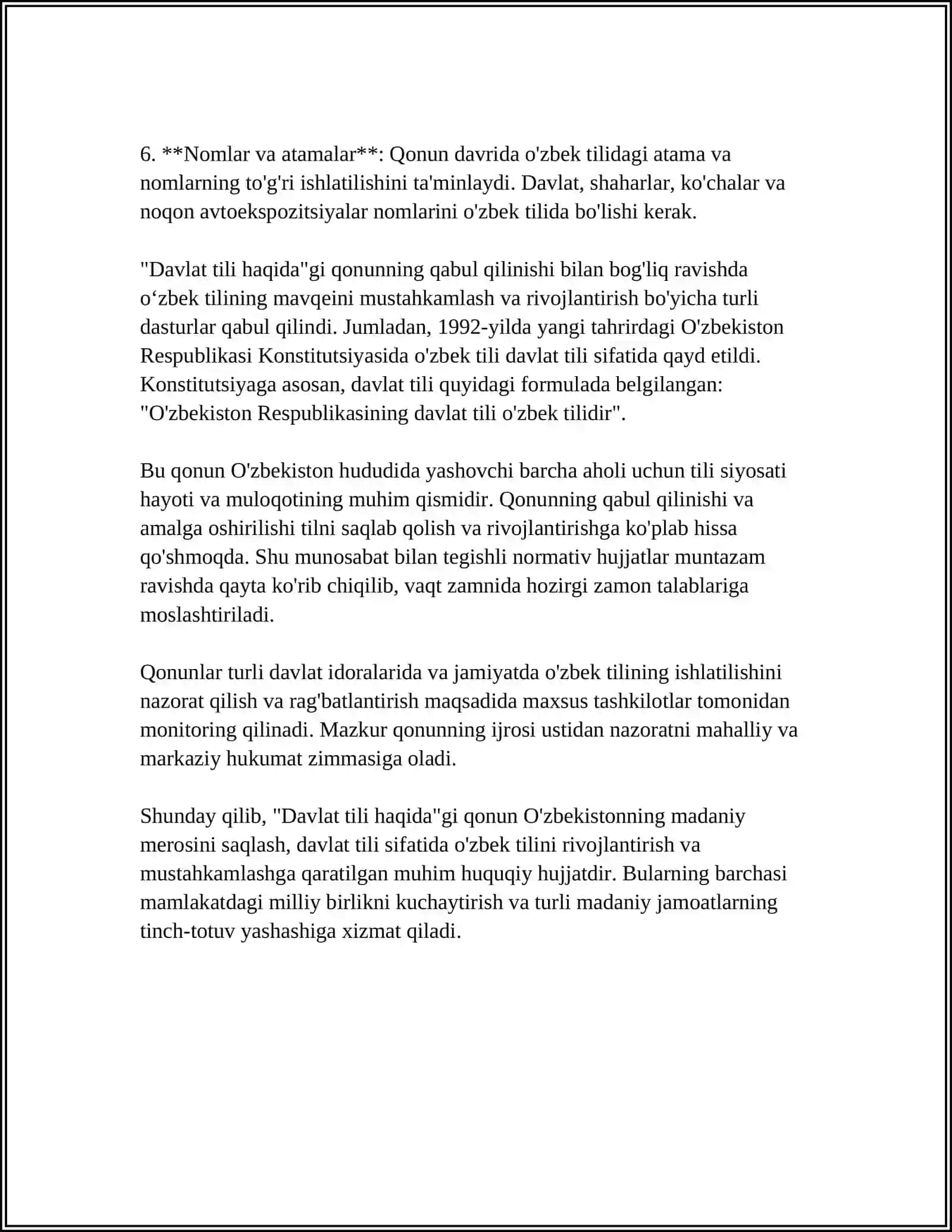 DAVLAT TILI HAQIDAGI QONUN VA UNING IJROSI:MUAMMO VA YECHIMLAR 4