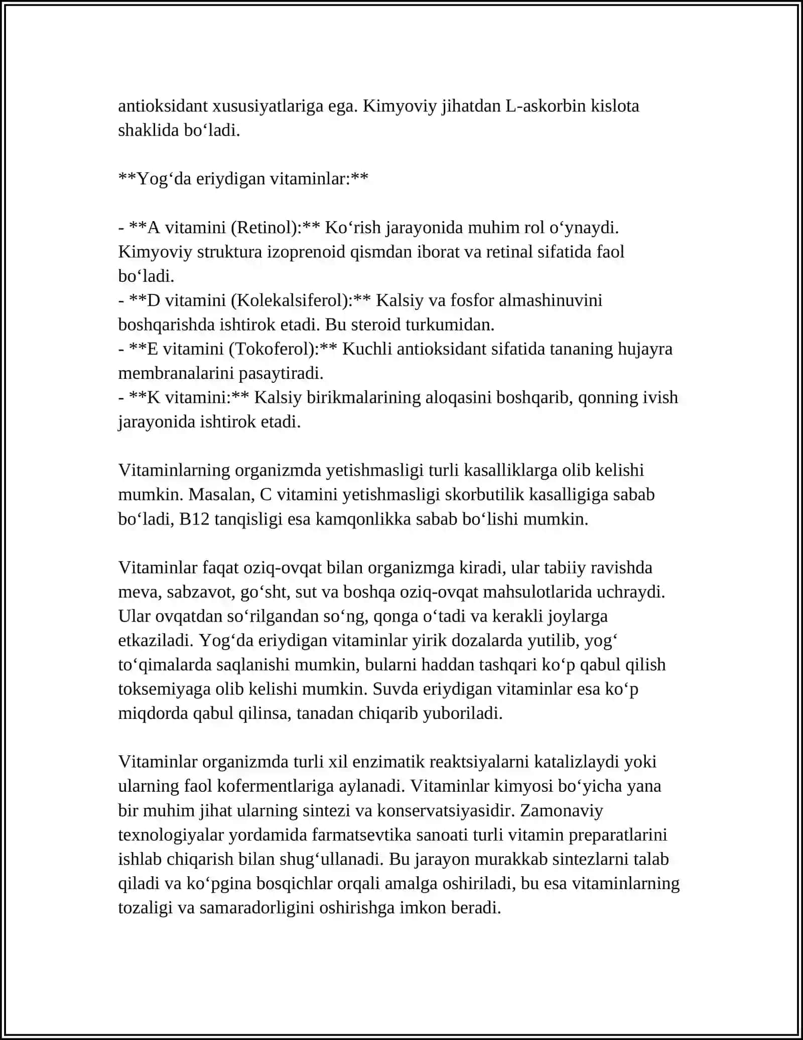 VITAMINLAR ISHLAB CHIQARISH TEXNOLOGIYASI 4
