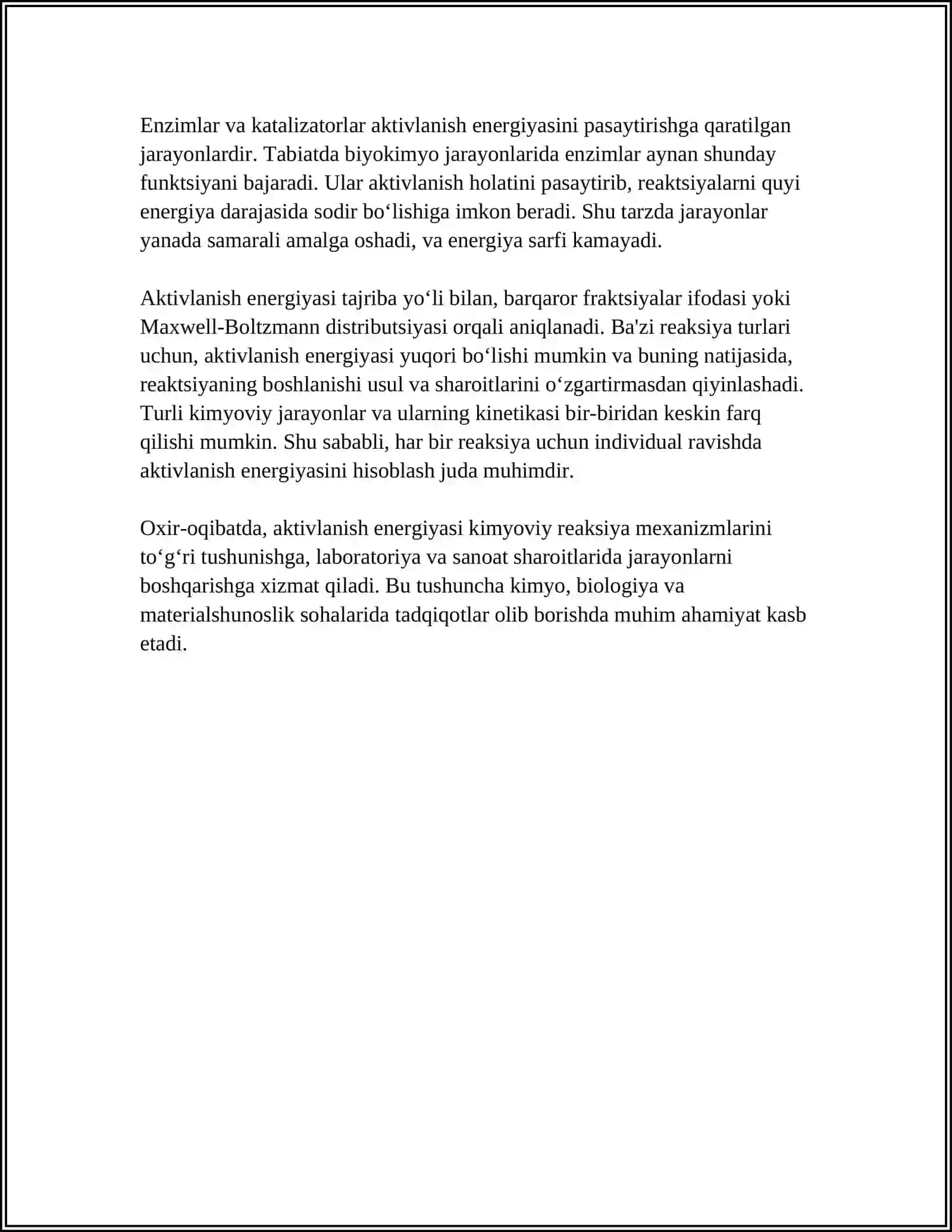 AKTIVLANISH ENERGIYASI VA UNGA TASIR ETUVCHI OMILLAR 4