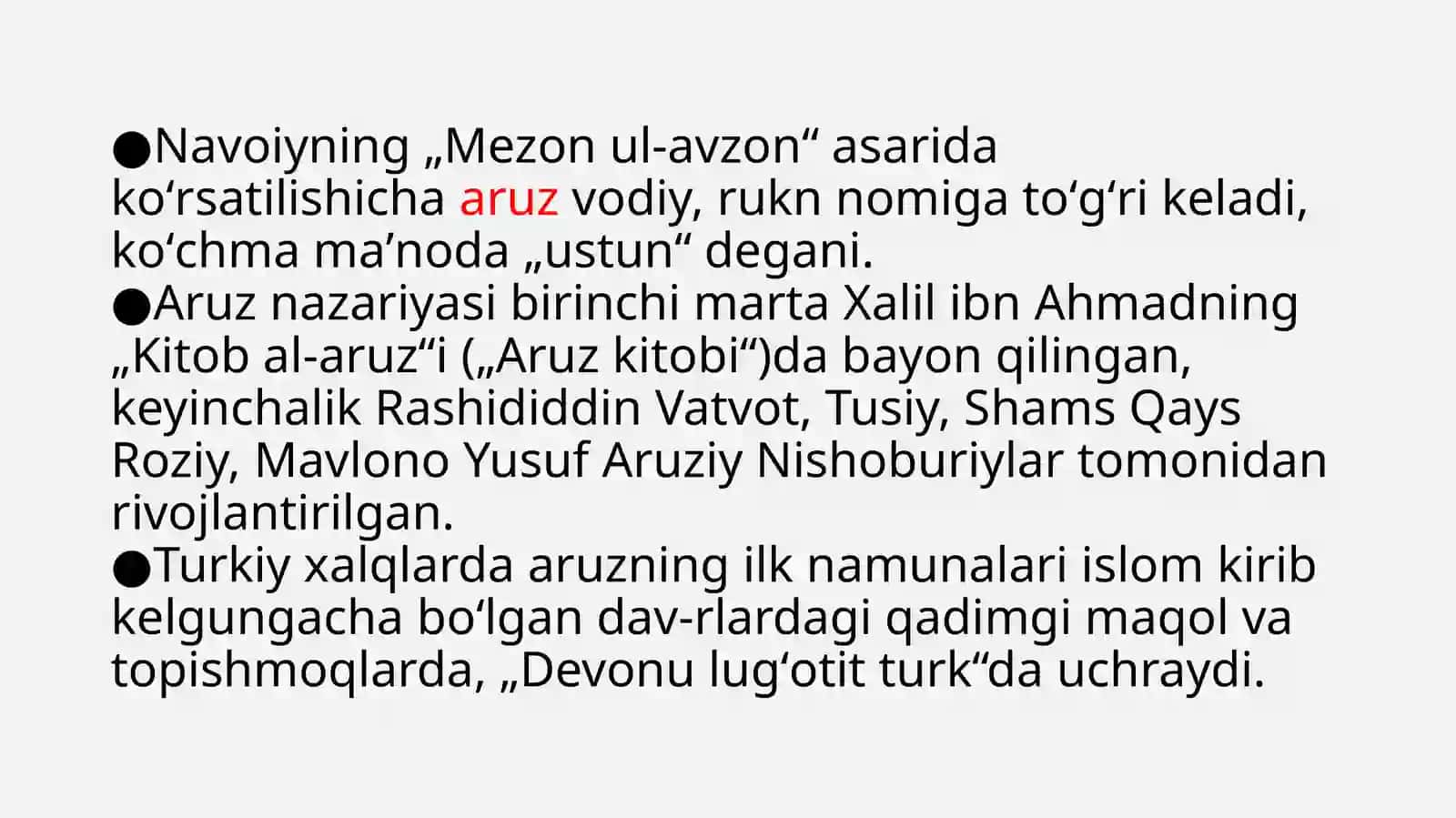 Aruz vaznidagi asarlarni o'qish texnikasi 4
