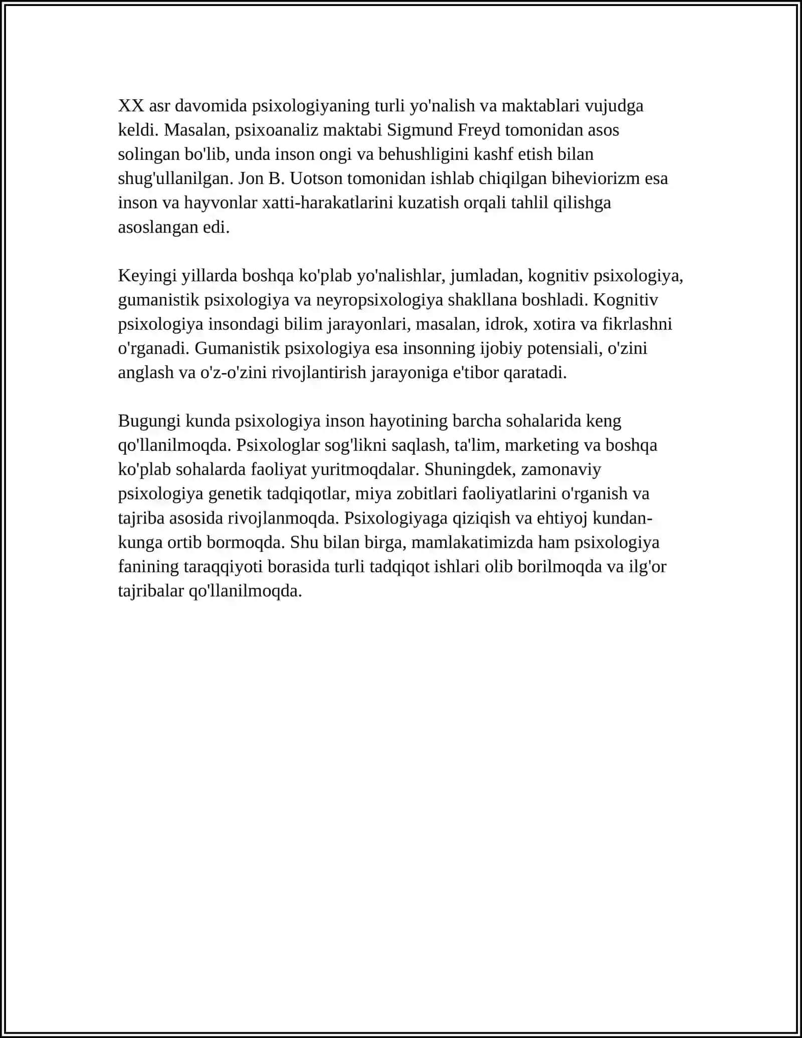 PSIXOLOGIYA FAN SIFATIDA. PSIXOLOGIYANING RIVOJLANISH TARIXI 4