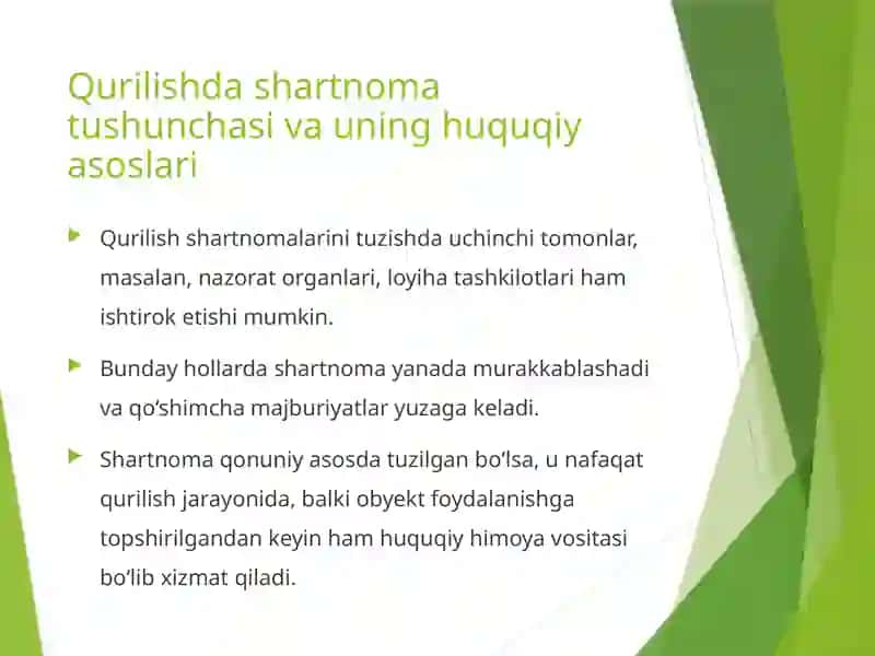 Qurilishda shartnoma munosabatlari 4