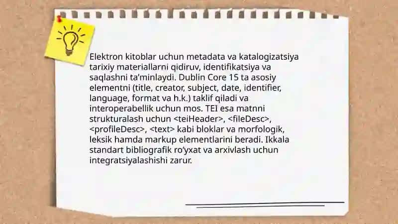 O‘zbekistontarixining turlidavrlariga oidelektron kitoblarbibliografiyasinishakllantirish.Tarixiy obidalarni 3DmodellashtirishningahamiyatiAnotatsiyali roʻyxat qliw kk ekan 4