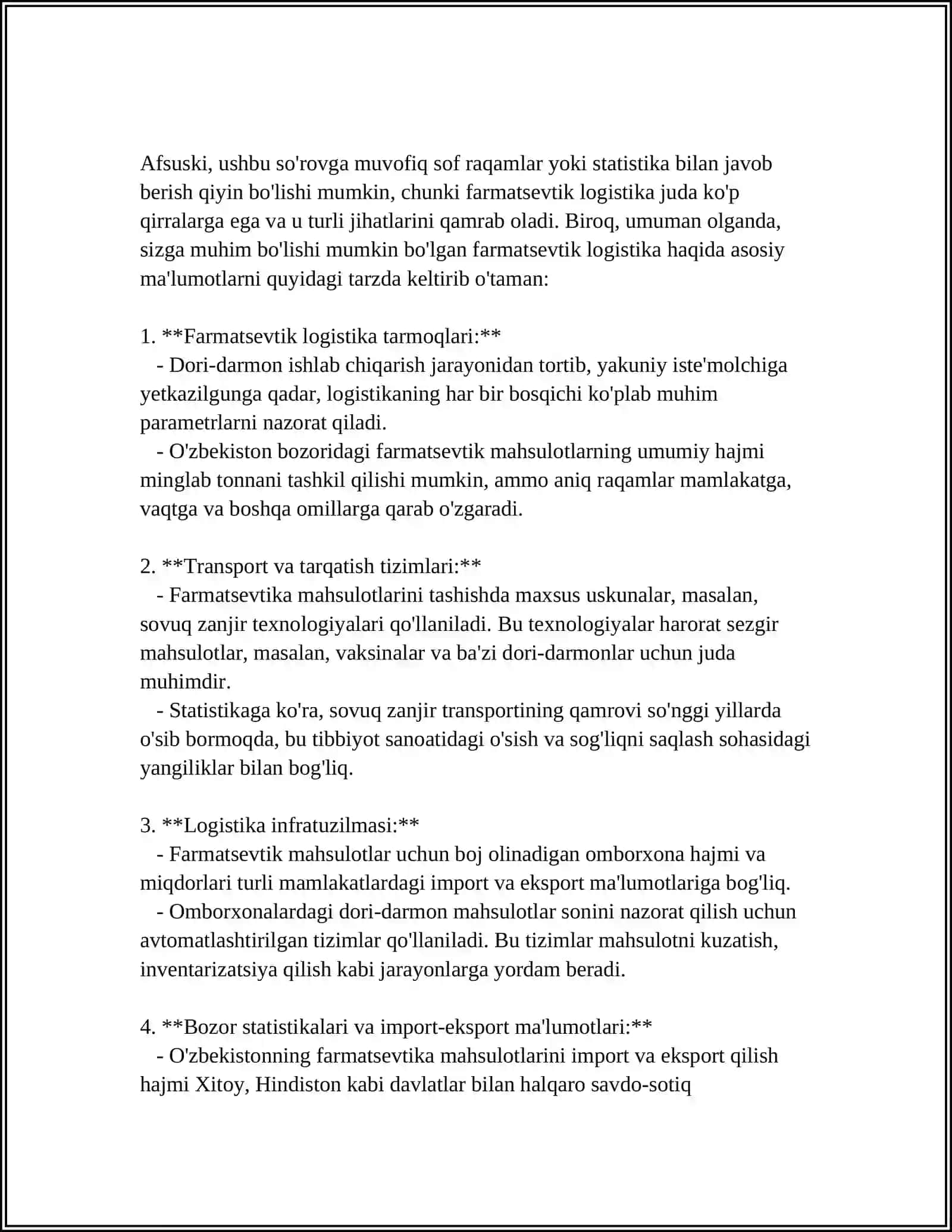 DISTRIBYUTORLIK FAOLIYATI. FARMATSEVTIK OMBOR 4